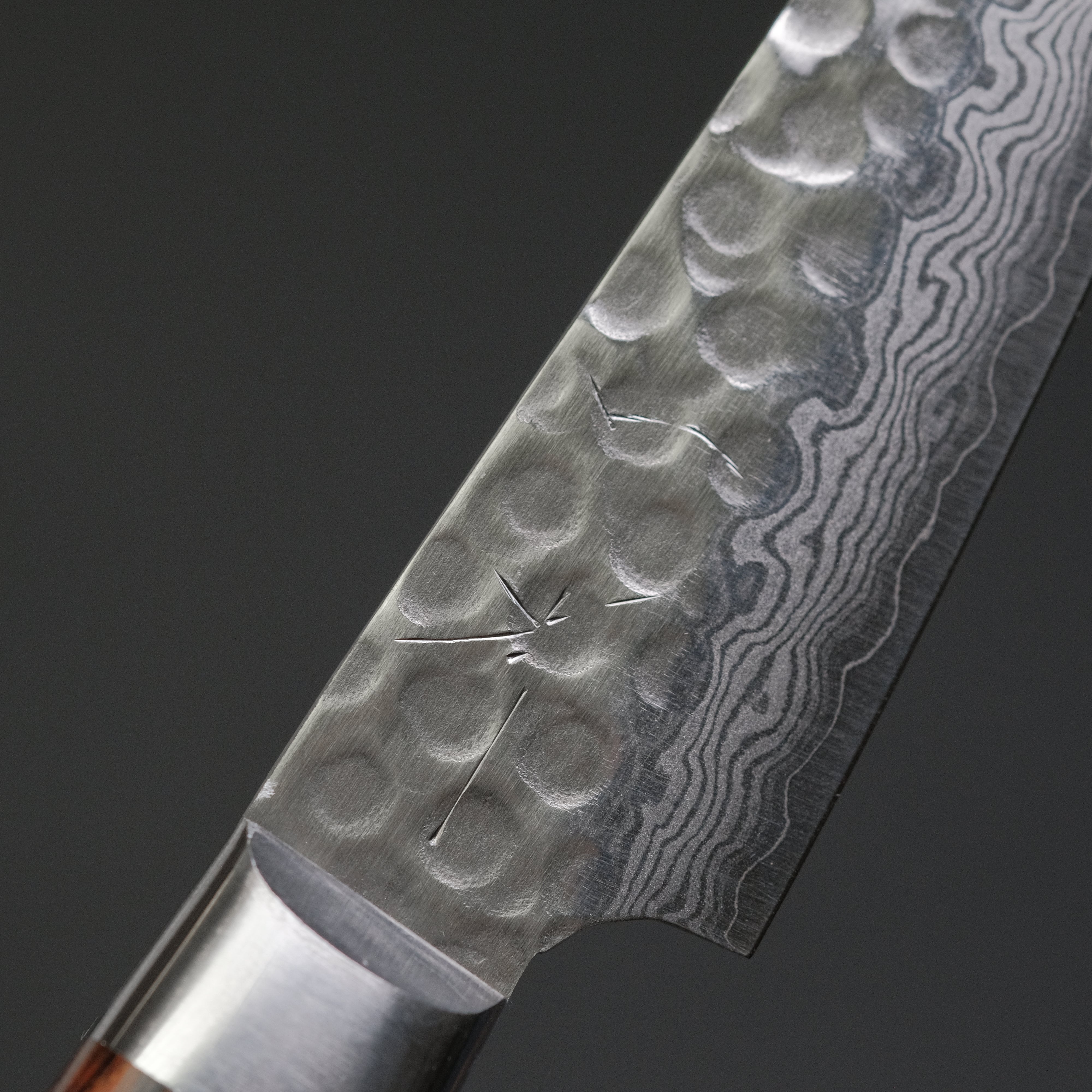 Hitohira HG Tsuchime Damascus 85mm Paring Knife - Imitation Mahogany Handle - Premium Japanese Kitchen Knife for Precise Peeling, Slicing & Garnishing