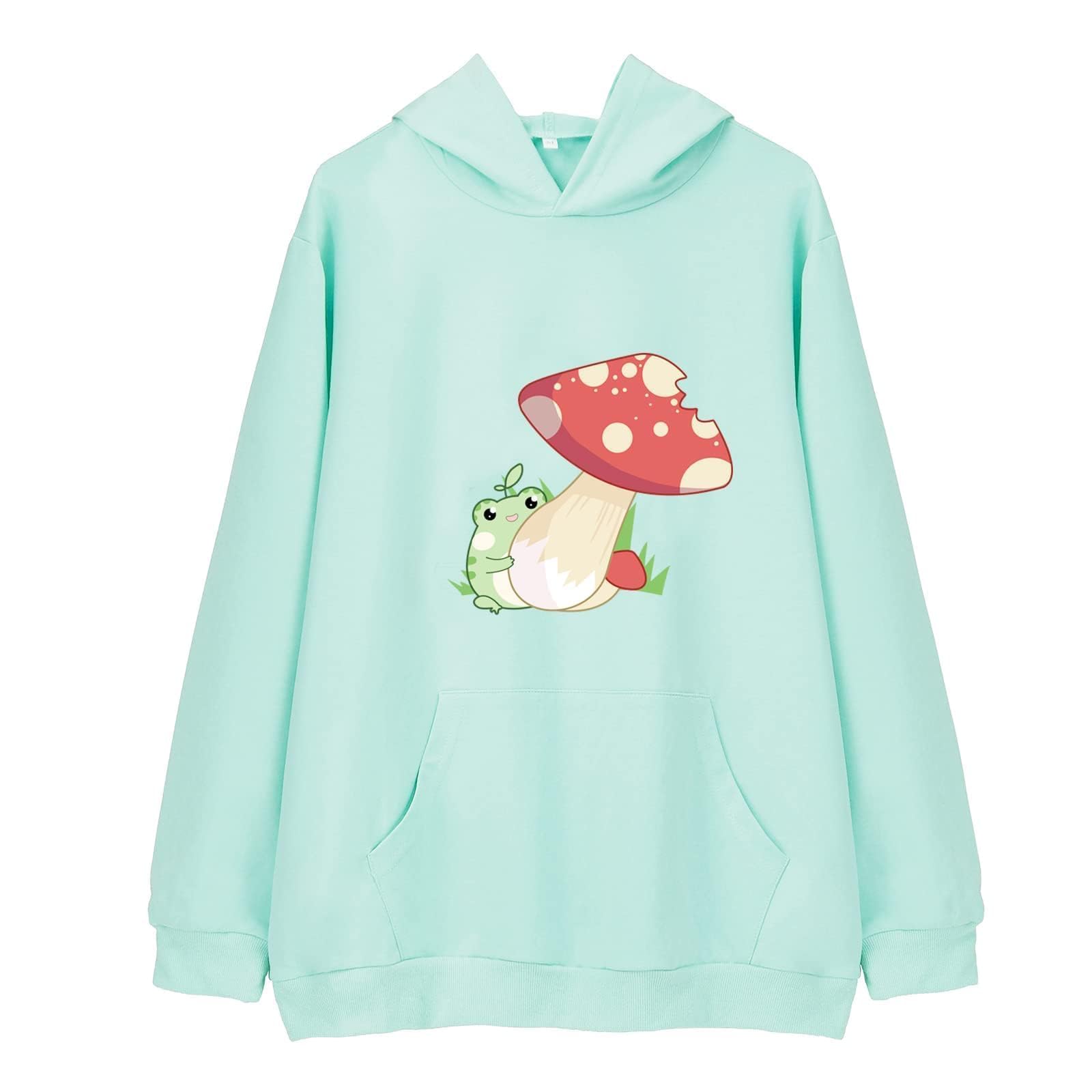 Cute Kawaii Frog Sweatshirt for Women - Soft Cotton Long Sleeve Hoodie with Pocket | Trendy Aesthetic Pullover for Teens & Young Adults | Perfect for Casual Wear, School Outfits & Street Fashion