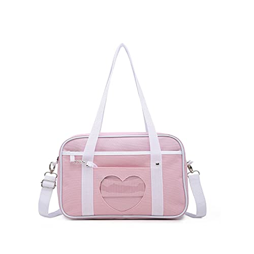 Japanese Anime Ita Bag - Heart-Shaped Transparent Shoulder Bag & Crossbody Purse for Lolita Fashion, Cosplay, Conventions - Perfect for Displaying Anime Pins & Badges