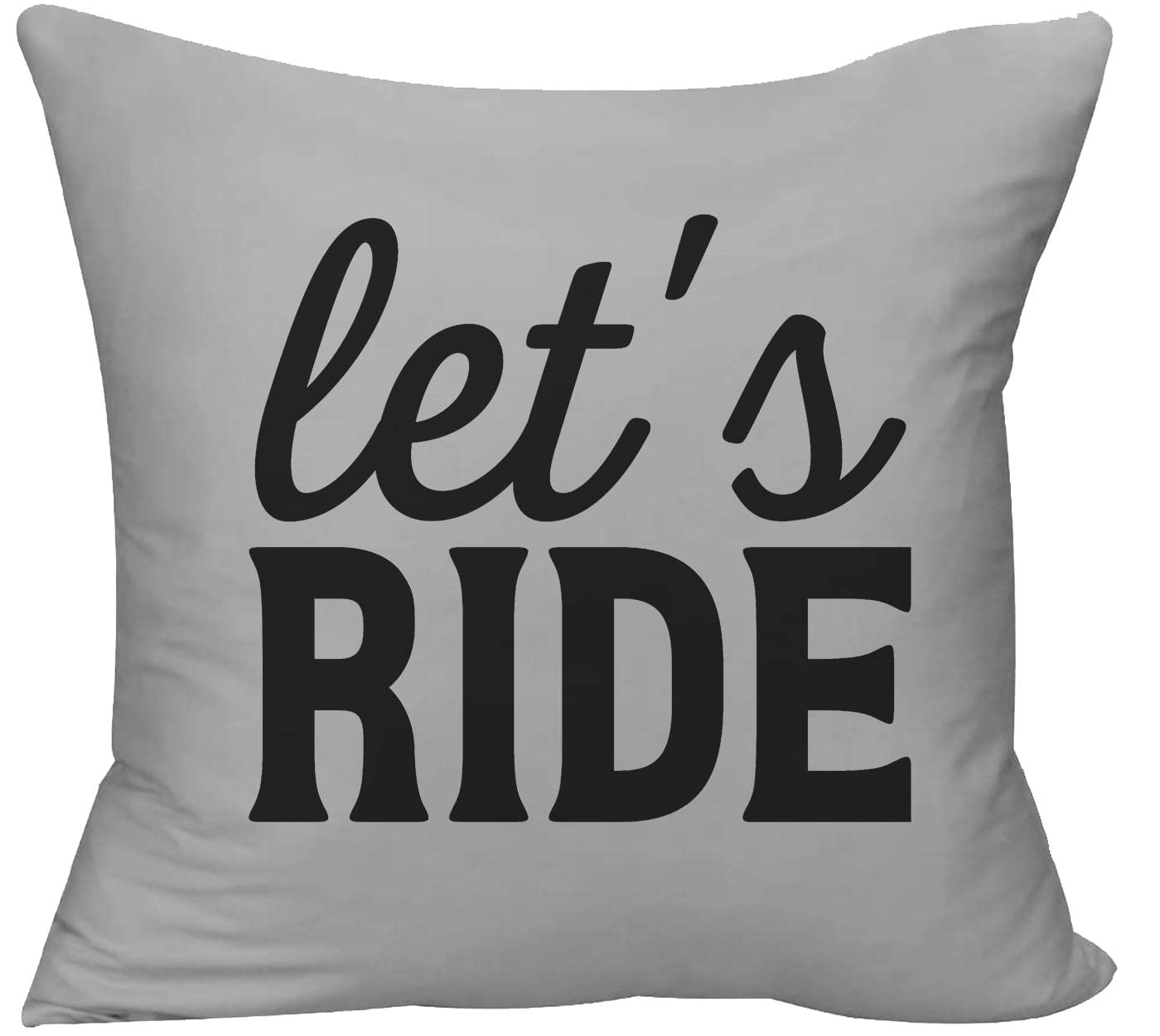 BPH Let's Ride Motorcycle Throw Pillow Cover 18x18 - Cursive Text Design for Bikers, Travel & Home Decor - Funny Gift for Riders & Road Trip Lovers (Grey) - Perfect for Living Room, Bedroom or Motorcycle Enthusiast's Man Cave