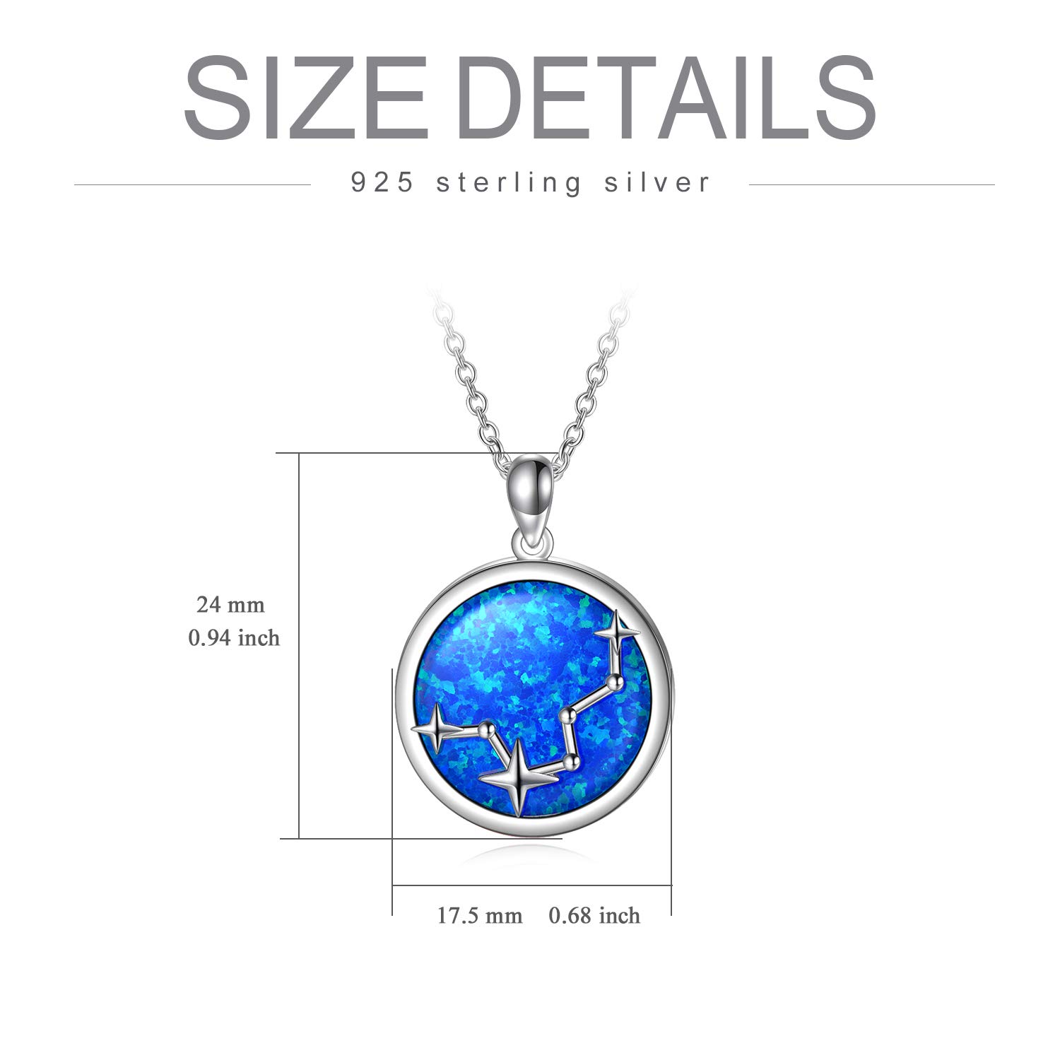 SOULMEET Sterling Silver Zodiac Necklace for Women & Girls - Simulated Opal Birthstone Jewelry Gift for Birthday, Christmas, Anniversary & Valentine's Day | Perfect for Everyday Wear, Special Occasions & Astrology Lovers