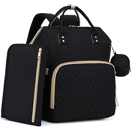 **Large Baby Diaper Backpack for Travel - Waterproof Diaper Bag with Changing Pad, Pacifier Case & Stroller Straps - Perfect for Newborn Essentials, Baby Registry & Shower Gifts (Black, Unisex for Moms & Dads)**    *Ideal for daycare, family outings, vacations, and everyday baby care.*