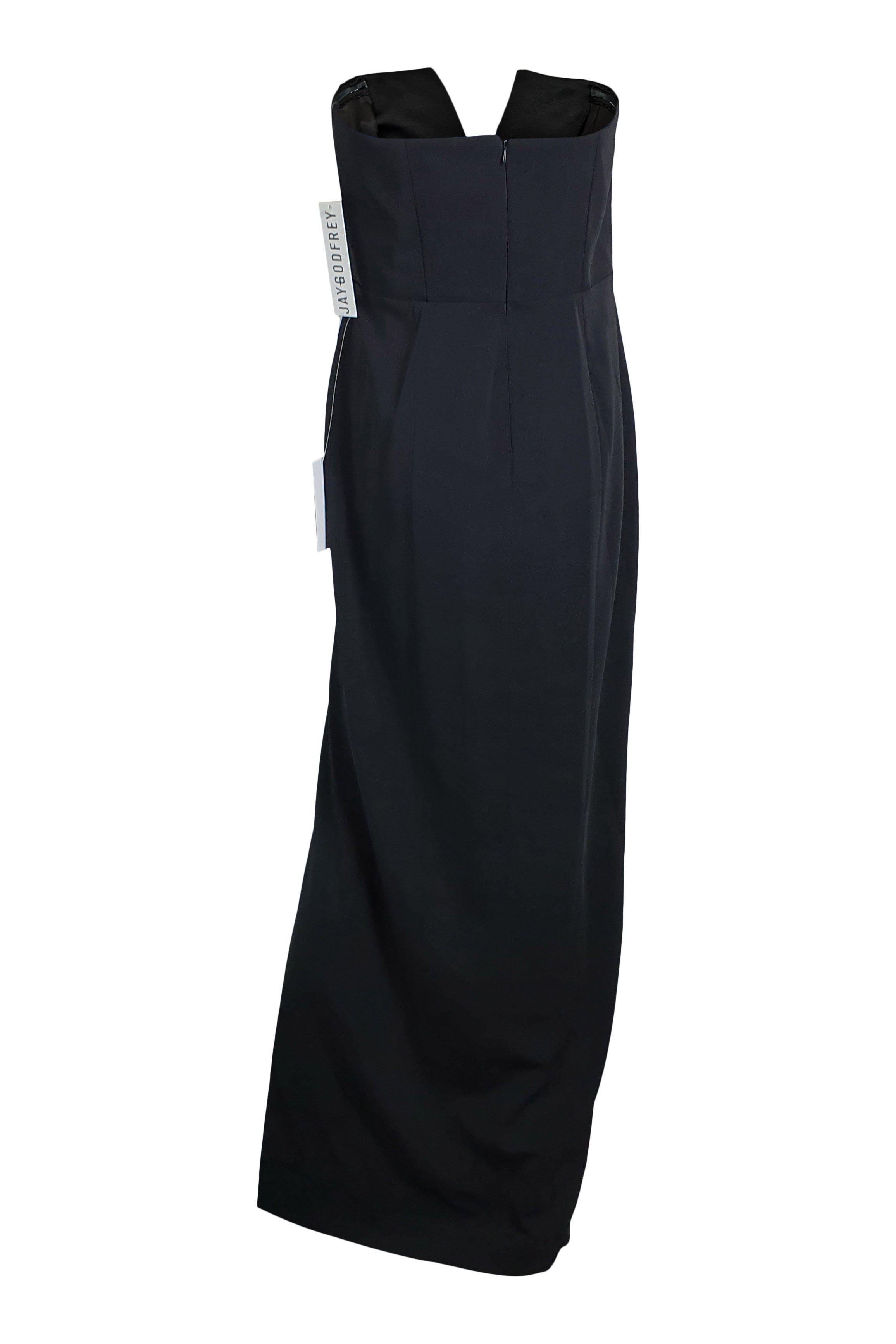 JAY GODFREY Black Sylvia Strapless Maxi Dress Size 8 - Elegant Formal Gown for Evening Parties, Weddings & Special Occasions