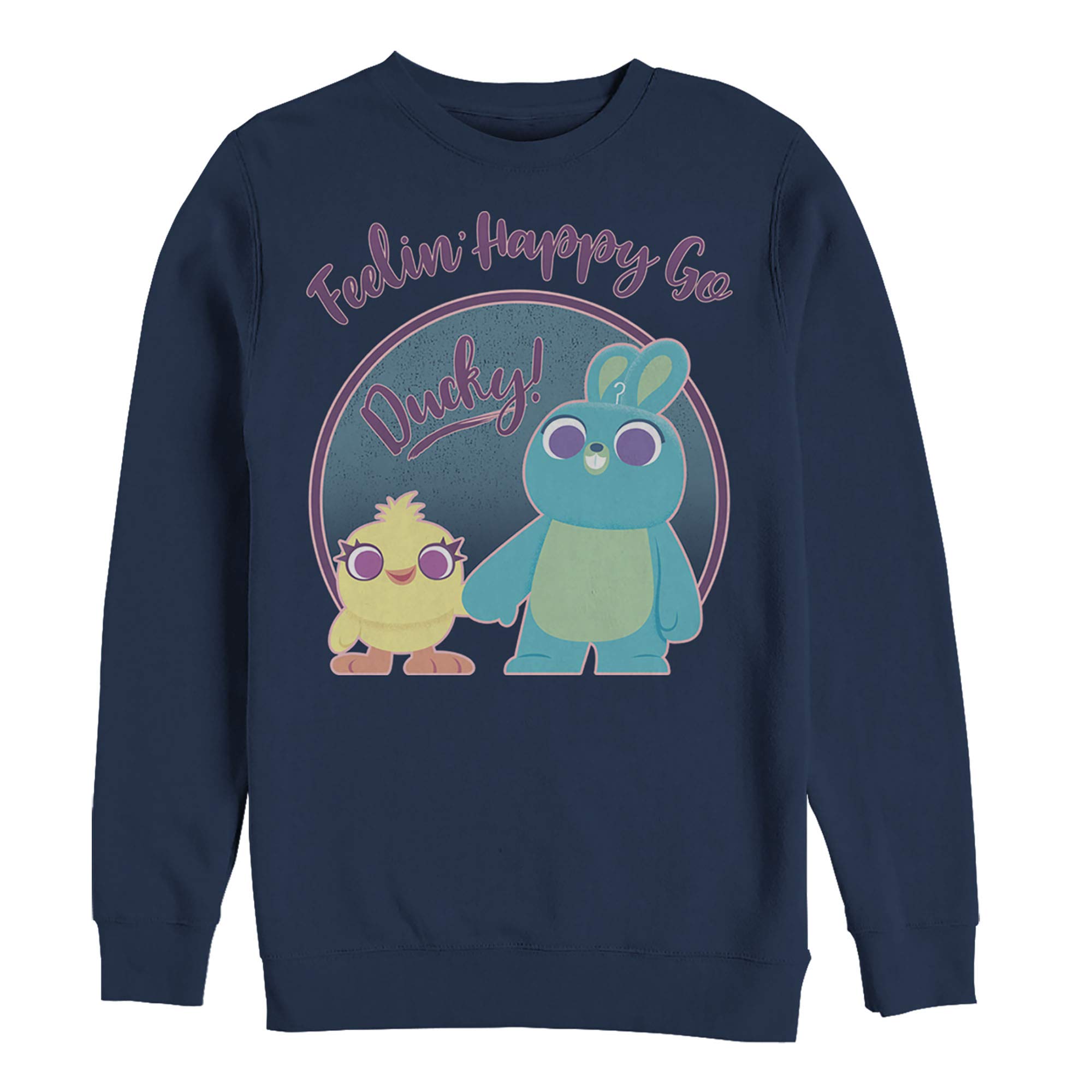 Men's Toy Story Ducky & Bunny Feelin' Happy Sweatshirt | Disney Pixar Graphic Pullover | Casual Comfort Hoodie for Fans & Gifts