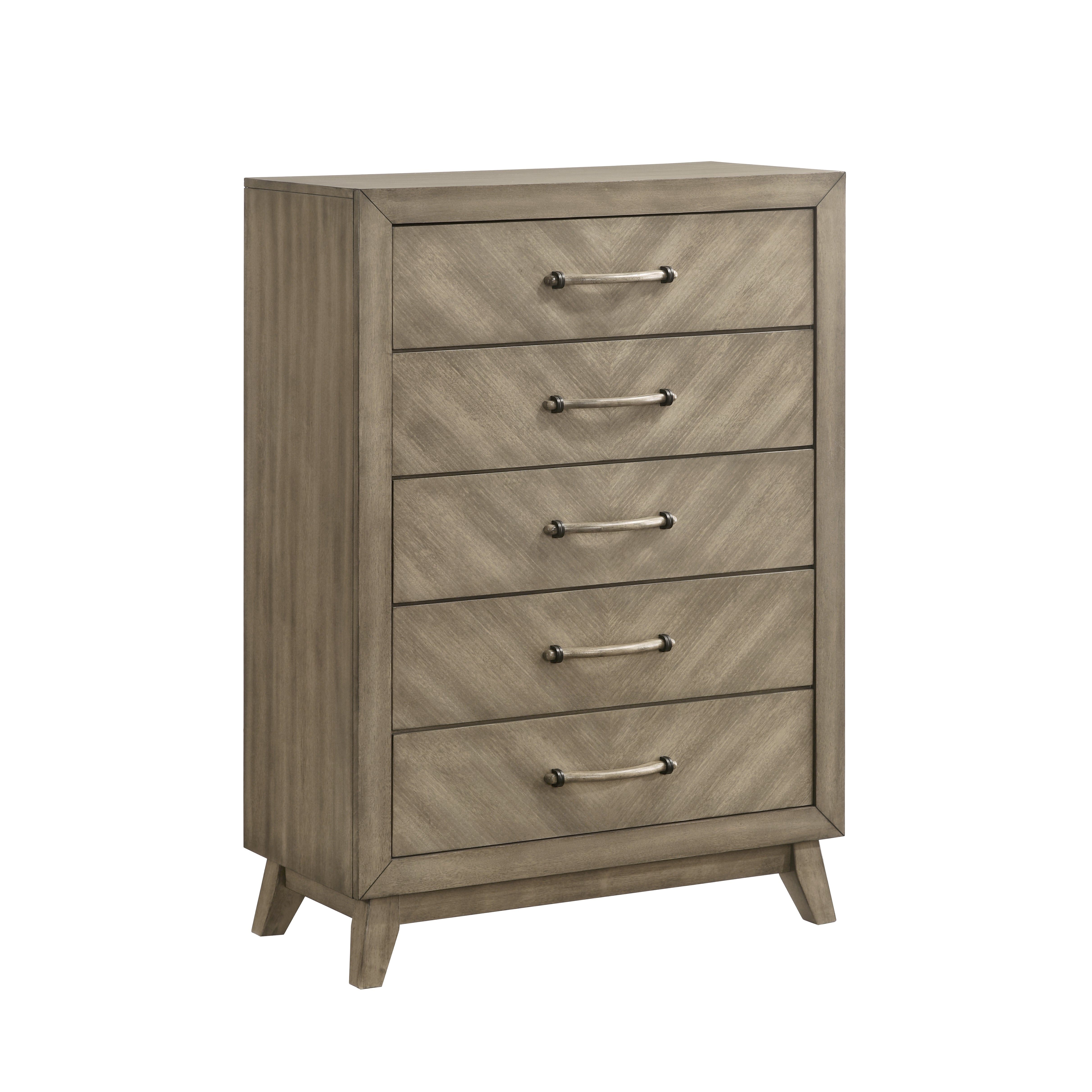Roundhill Furniture Arena Contemporary 5-Drawer Chest in Antique Gray - Modern Bedroom Dresser with Spacious Storage for Clothes & Accessories - Perfect for Master Bedroom, Guest Room or Dorm Organization