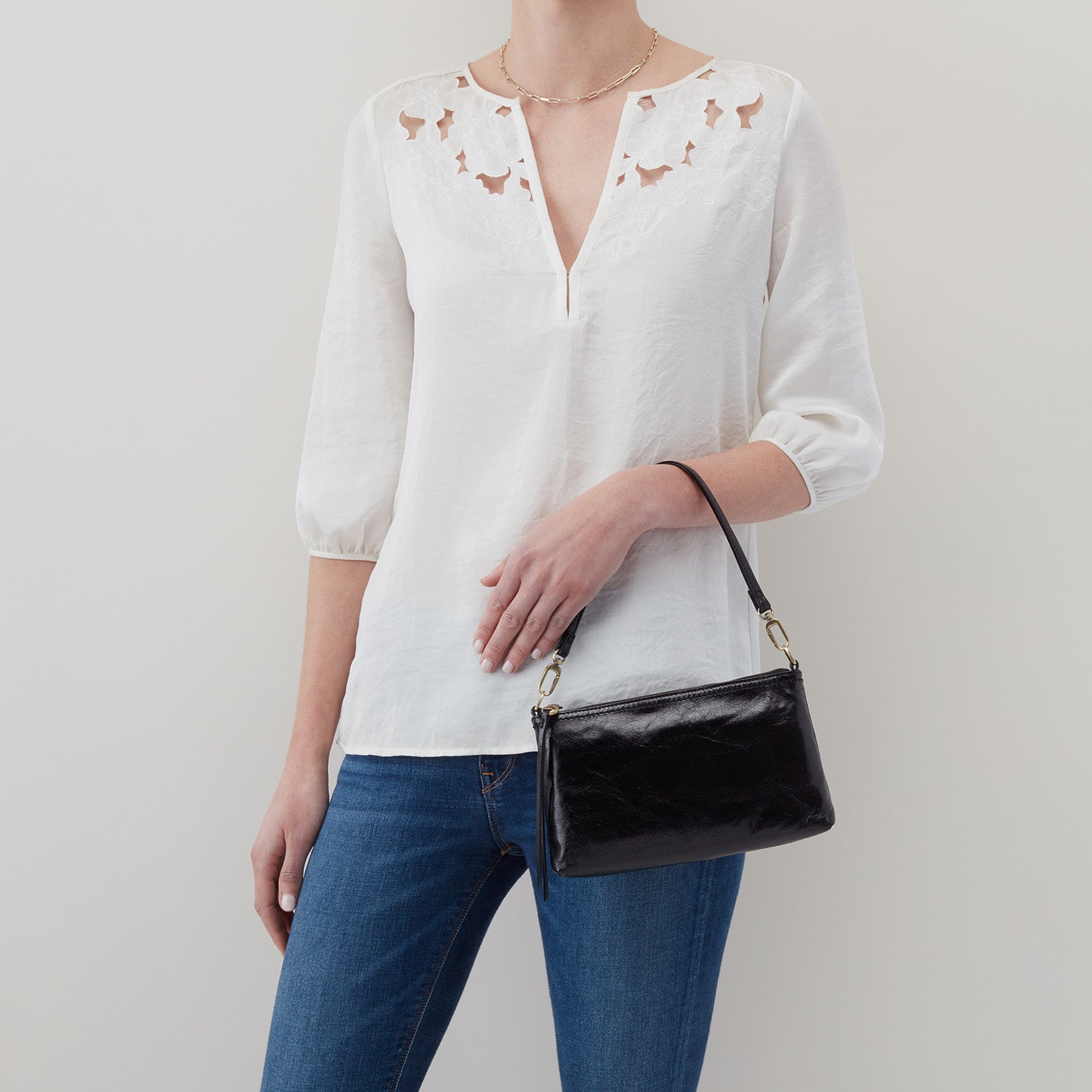 Darcy Crossbody Bag in Polished Leather - Light Grey | Stylish Women's Shoulder Purse for Work, Travel & Everyday Use