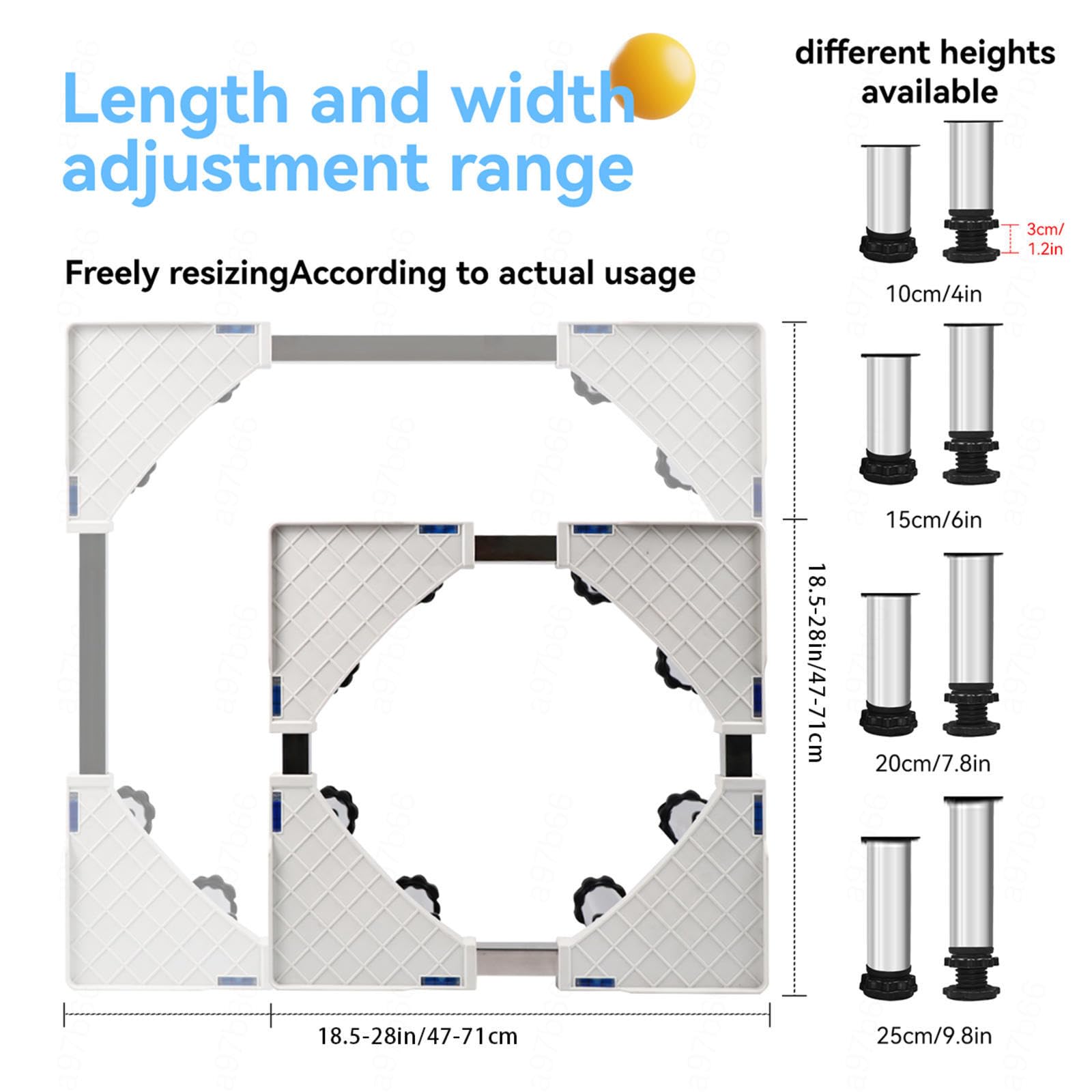 Adjustable Universal Washing Machine Pedestal Stand - 28