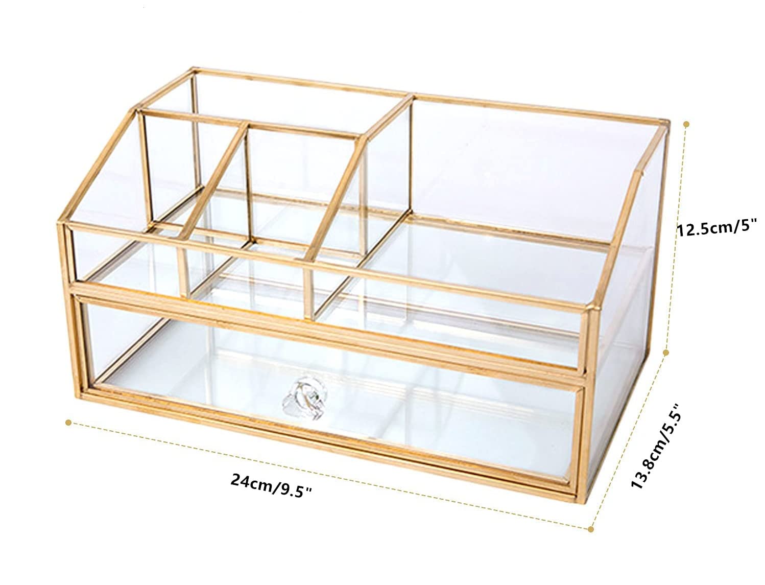 Nordic Style Glass Makeup Brush Holder - Cosmetic Organizer & Jewelry Display Box for Brushes, Nail Polish, Lipsticks, Eyeliners | Vanity, Bathroom, Bedroom, Office Decor | Perfect for Makeup Artists & Beauty Enthusiasts