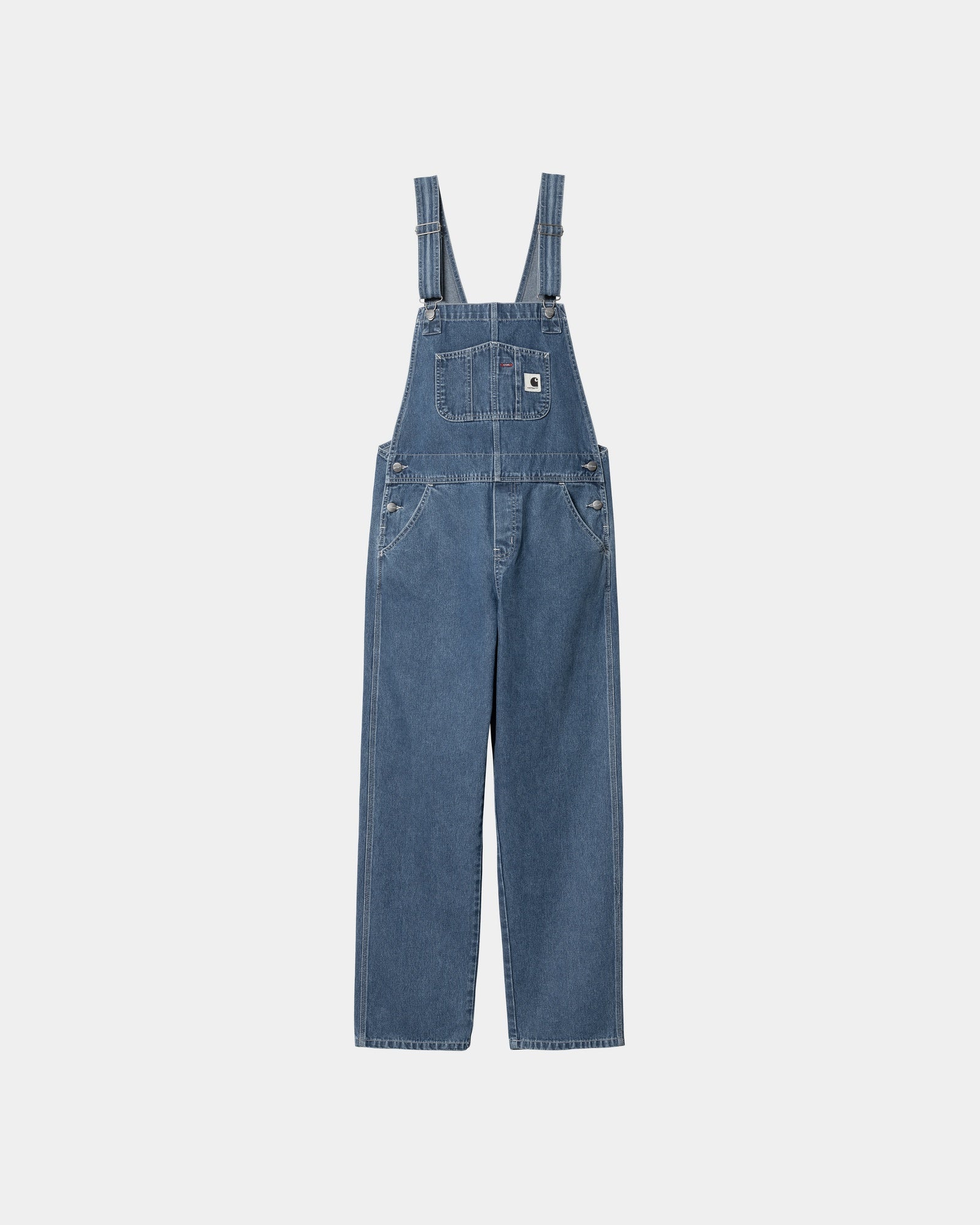Women's Denim Bib Overalls - Straight Leg, Stone Washed Blue | Casual Workwear & Outdoor Activities