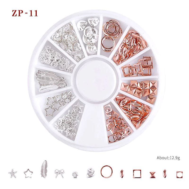 Mixed Patterns Nail Art Decoration Wheels - 12PCs Nail Design Stickers for DIY Manicure | Perfect for Nail Salons, Home Use & Gift Giving