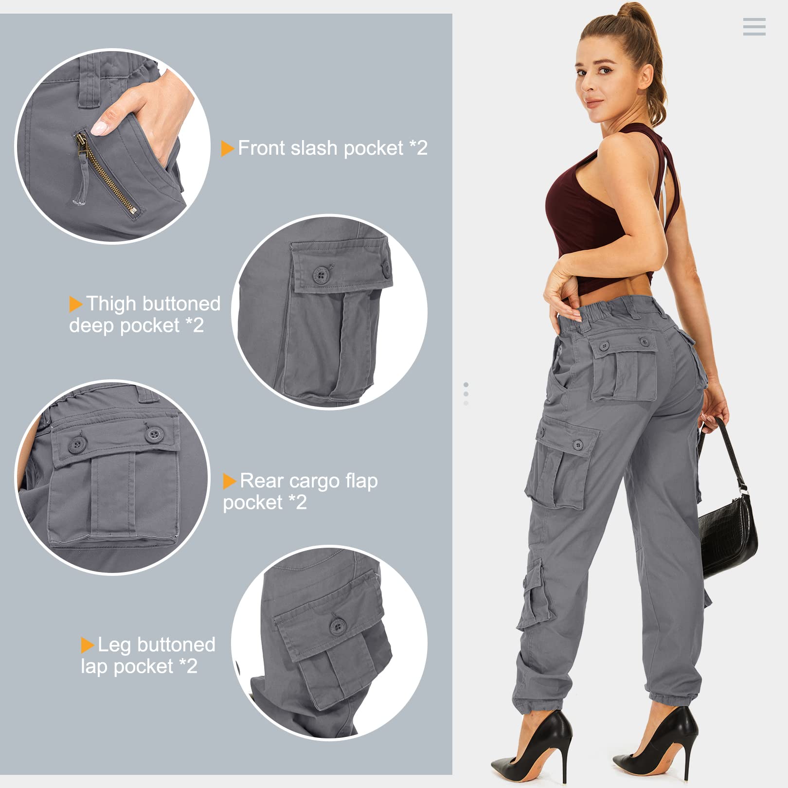 Alfiudad Women's Cargo Pants with Multiple Pockets - Casual Military Tactical Work Pants for Hiking, Outdoor Adventures & Everyday Wear