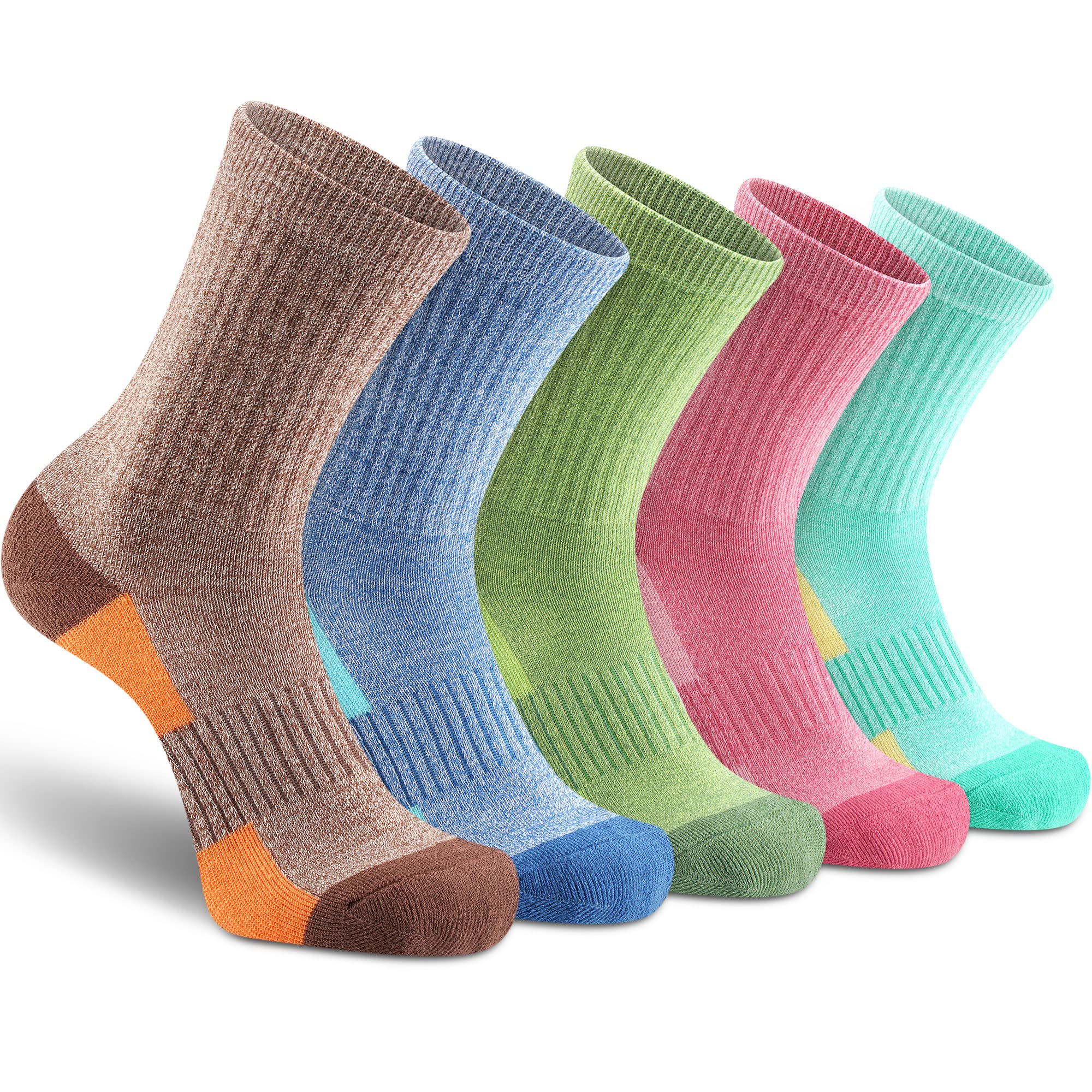 Gonii Women's Hiking & Running Socks - Thick Cushioned Athletic Crew Socks (5-Pair Pack) - Perfect for Outdoor Adventures, Gym Workouts & Daily Comfort