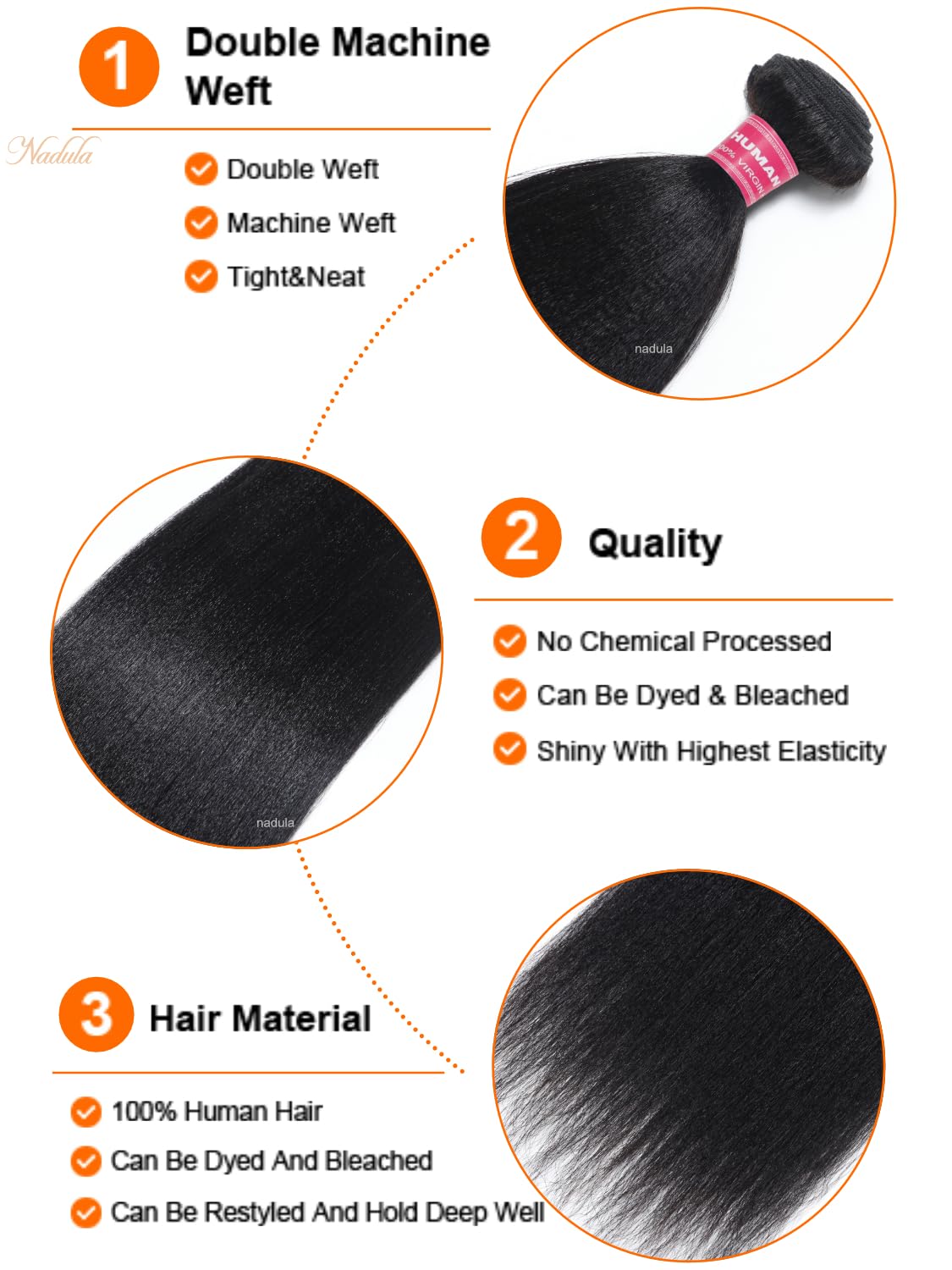 Nadula 12A Yaki Straight 100% Unprocessed Virgin Human Hair Weave - 1 Bundle 18 Inch Natural Color Hair Extensions for Women | Perfect for Protective Styles, Weaves & Everyday Wear