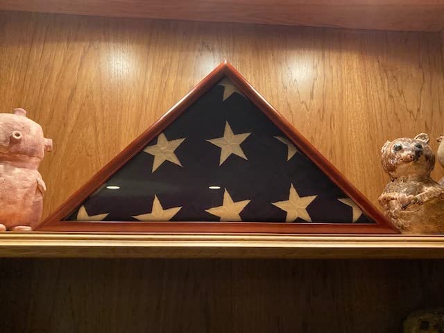 Solid Wood Memorial Flag Display Case for 5x9.5' Folded American Flag - Funeral, Burial & Military Tribute - FC60-MAH - Perfect for Honoring Veterans, Memorial Services & Home Display