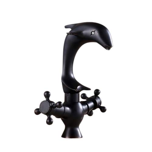 Dolphin-Shaped Bathroom Sink Faucet - Modern Brass Bathroom Faucet with Swivel Spout for Vanity, Powder Room & Guest Bathroom - Perfect for Coastal, Nautical or Kids' Bathroom Decor