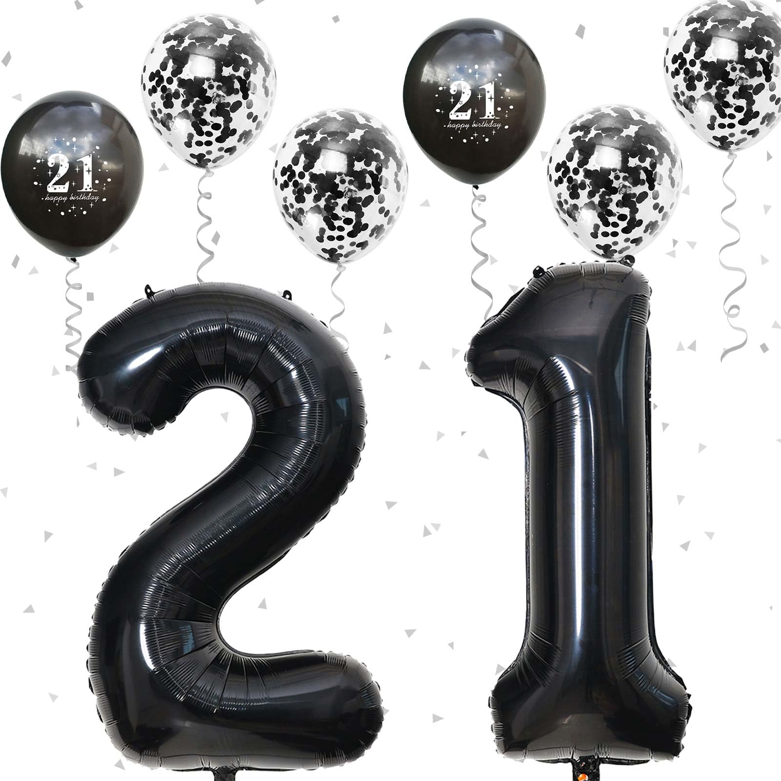 21st Birthday Balloons Black - Large Number 21 Foil & Metallic Latex Balloons Set for Him/Her - Perfect for 21st Birthday Party Decorations, Photo Backdrops & Milestone Celebrations