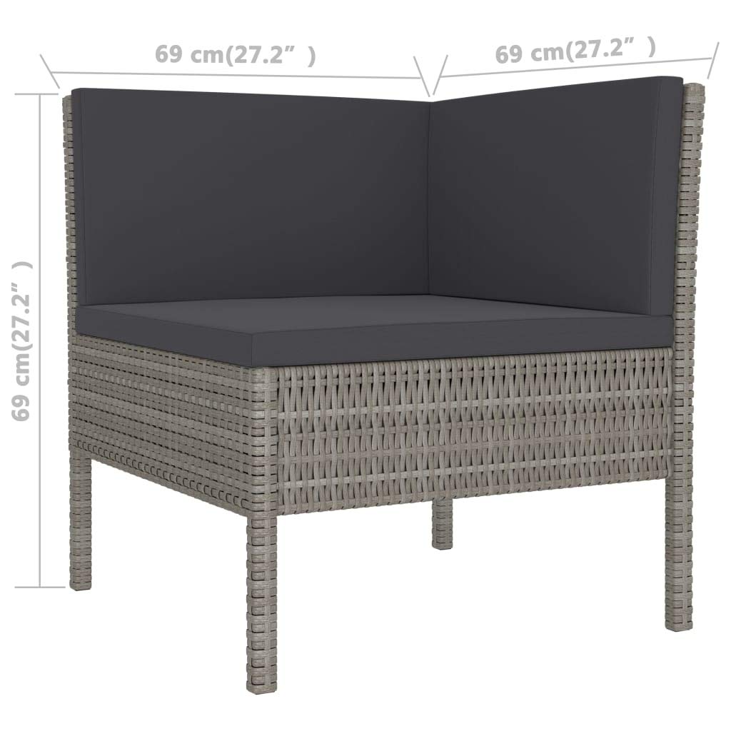 vidaXL 2-Piece Patio Lounge Set with Cushions - Grey/Anthracite Outdoor Furniture - Durable Poly Rattan - Lightweight Modular Design for Backyard, Garden & Poolside Relaxation