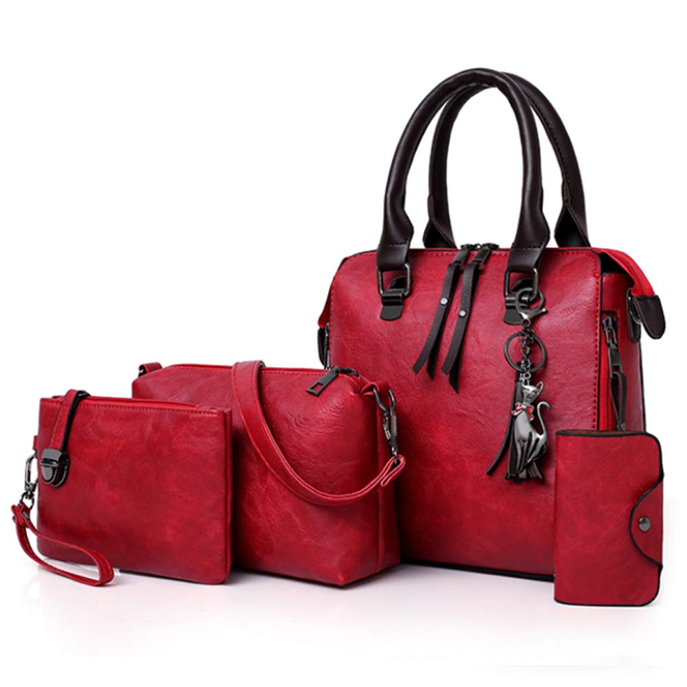 Segater® Women's Fashion Handbag Set - Faux Leather Tote, Shoulder Bag, Purse & Card Holder (4-Piece) - Perfect for Work, Travel & Everyday Use