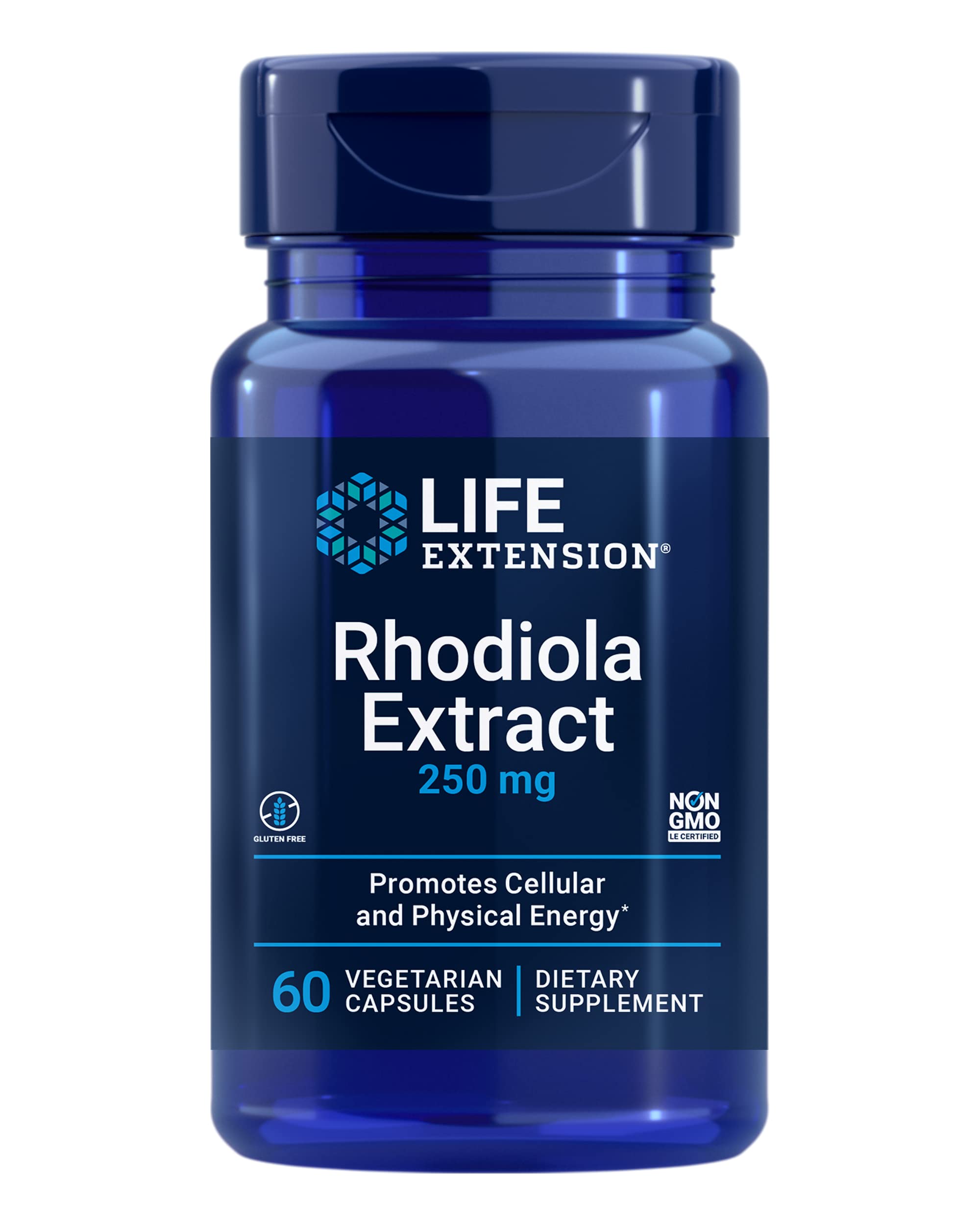 Life Extension Rhodiola Extract 250mg - Natural Energy & Stress Relief Supplement - Supports Memory, Focus & Cognitive Function - Gluten-Free, Non-GMO, Vegetarian Capsules (60 Count) - Ideal for Busy Professionals, Students & Stressful Workdays