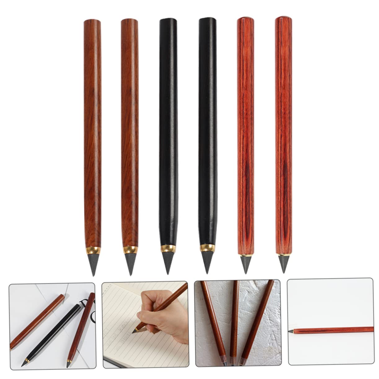 BCOATH 6-Pack Eternal Everlasting Inkless Pencils - Reusable Metal Sketch Drawing Pencils for Artists, Engraved Fun Gift - Perfect for Sketching, Doodling, and Creative Writing