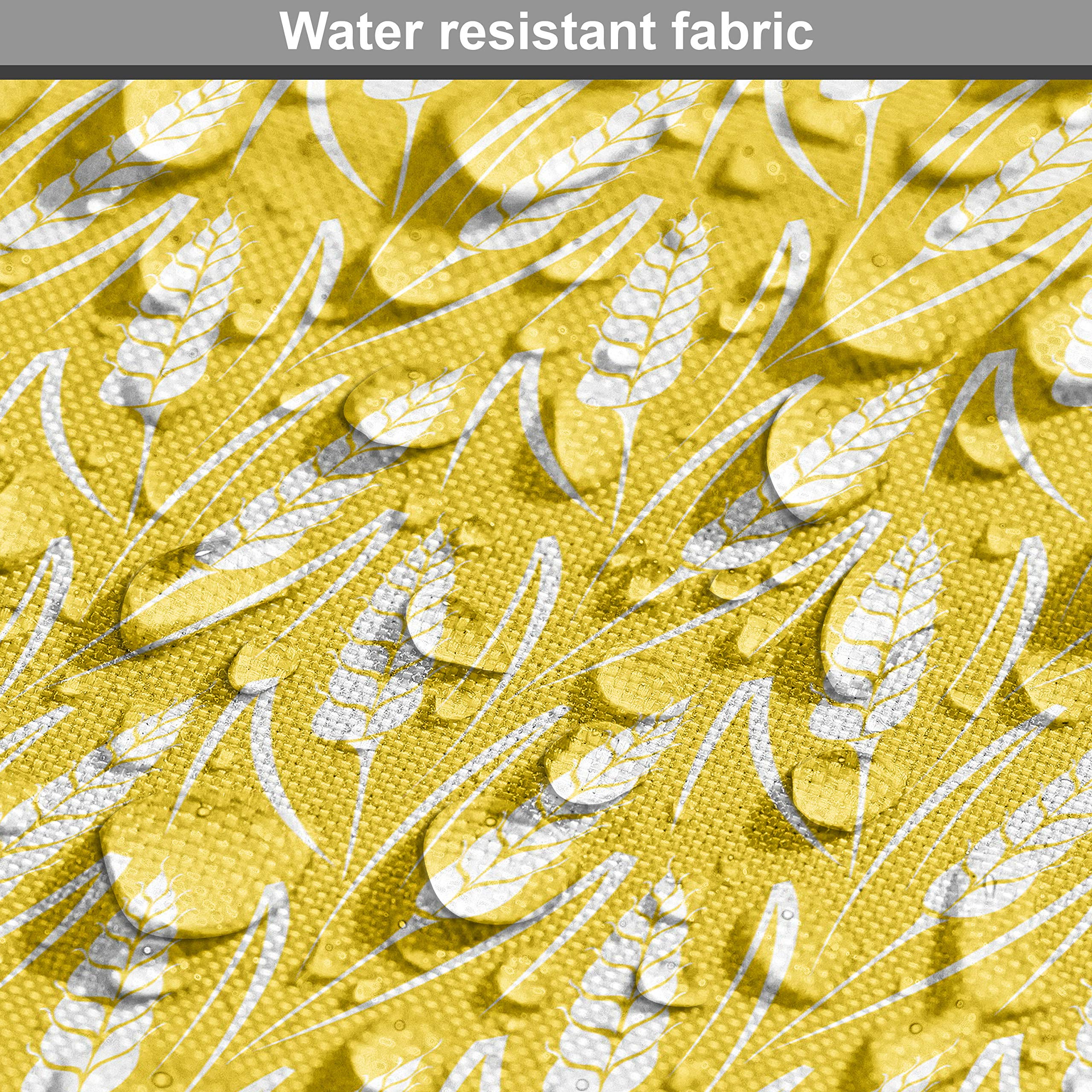 Ambesonne Yellow & White Wheat Fabric by The Yard - Upholstery & Home Decor for Farmhouse Style