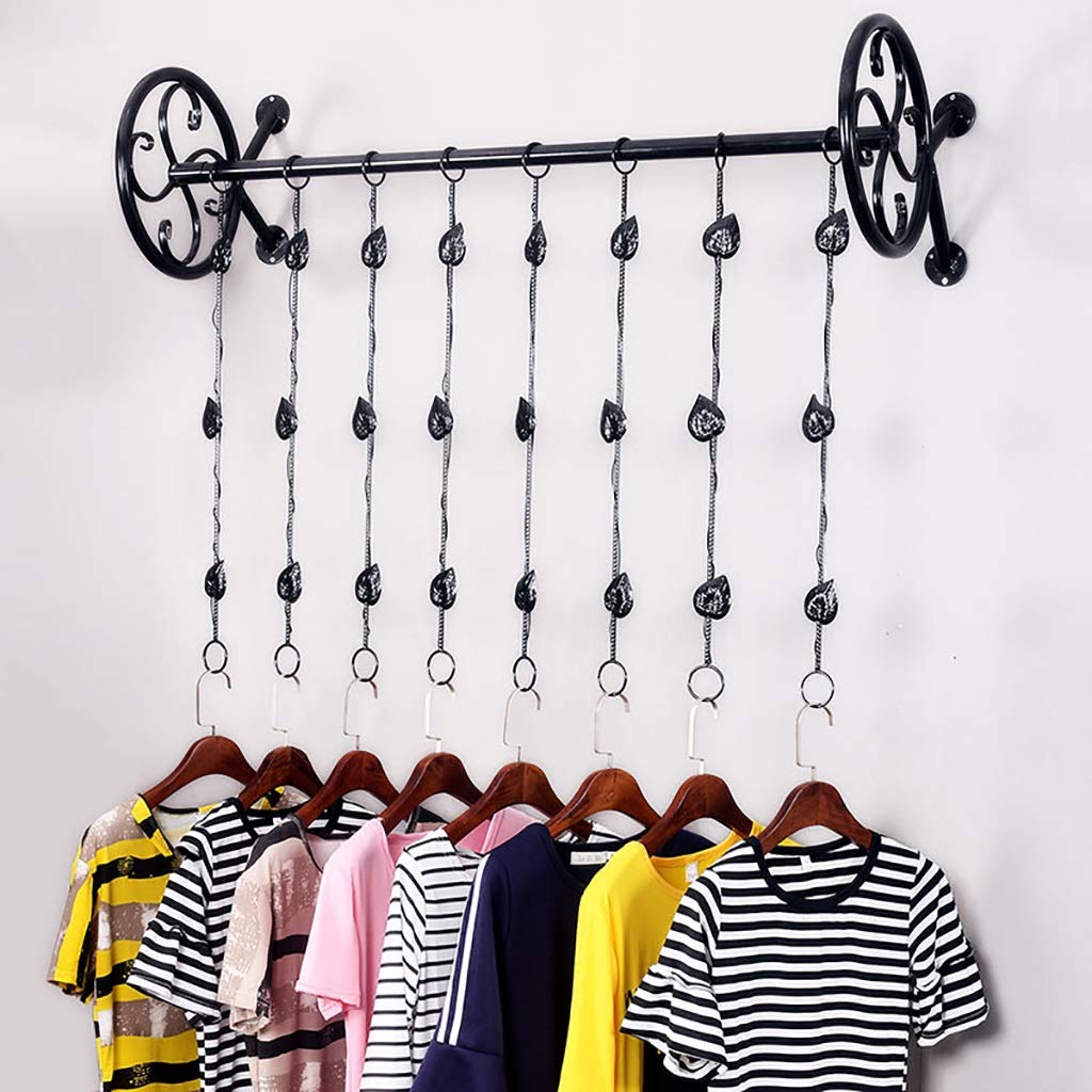 Wall Mounted Wheel-Shaped Clothes Rack with Hanging Chain - 80/100/120cm Adjustable Garment Display Organizer for Bedroom, Closet & Retail Store (Size: 100x25x19cm) - Perfect for Space-Saving Storage & Fashion Boutique Displays