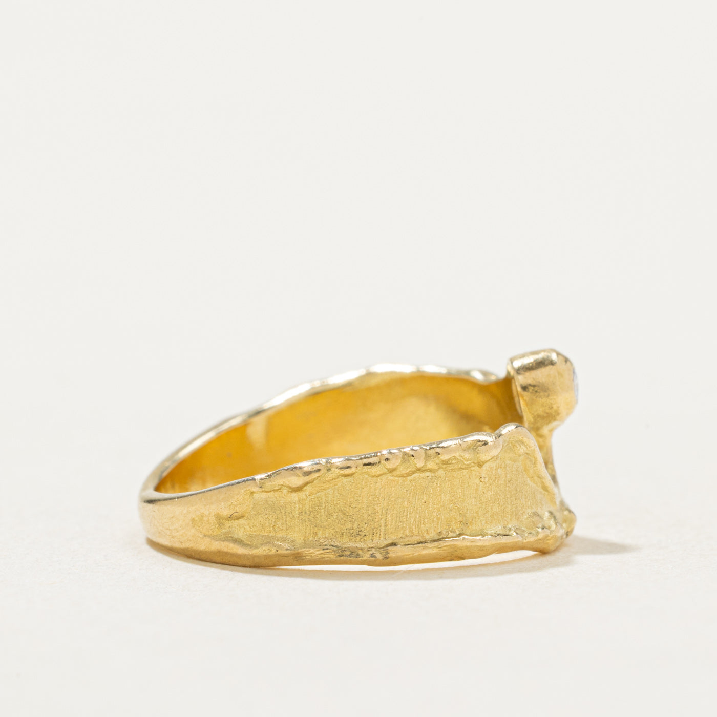 10K Gold Diamond Textured Abstract Ring - 0.01ct Natural Diamond - Size 4.5 - Elegant Stackable Band for Women - Perfect for Engagement, Wedding & Everyday Wear