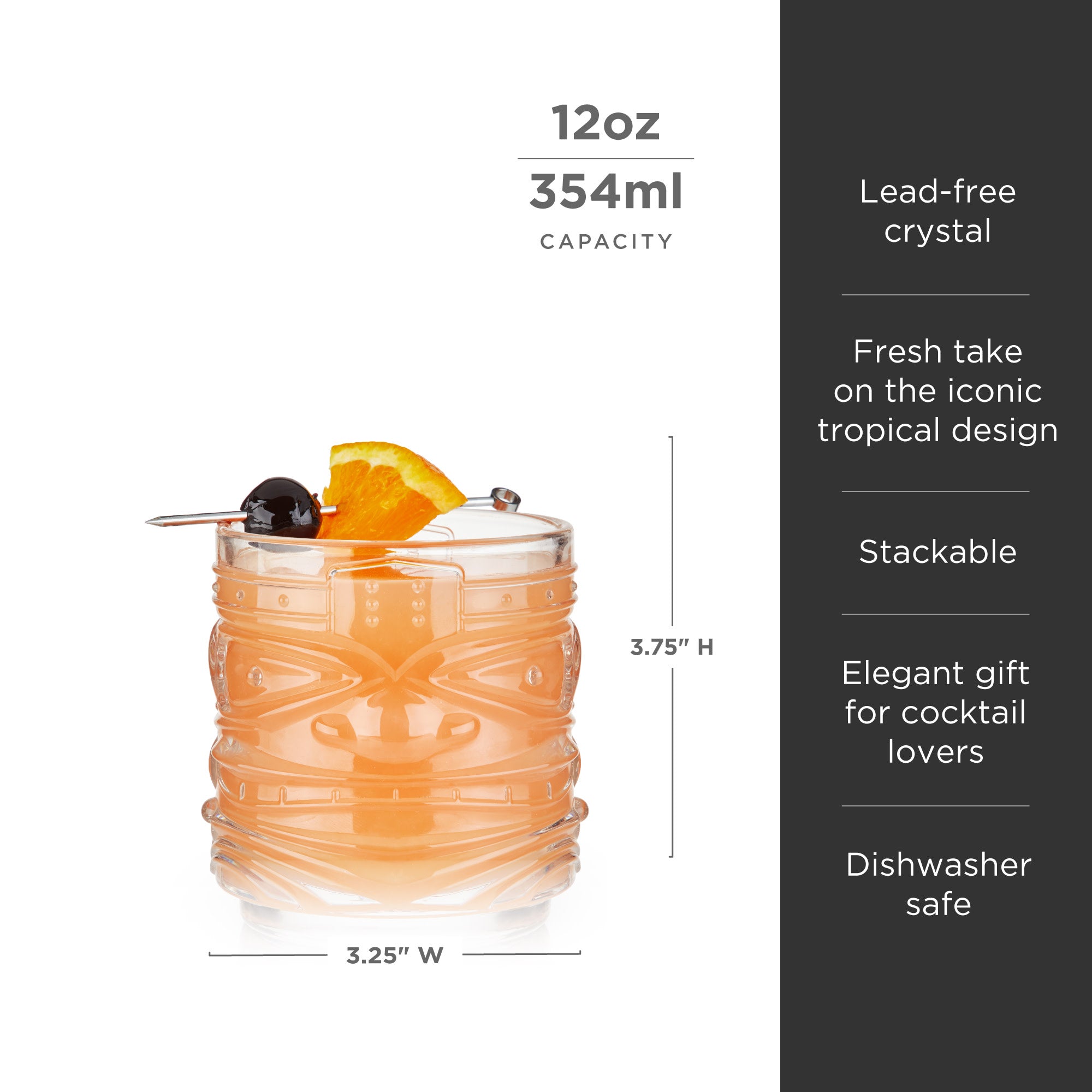 Premium Pacific Crystal Tiki DOF Tumblers Set of 2 - 16oz Double Old Fashioned Glasses for Tropical Cocktails, Beach Parties & Summer Entertaining