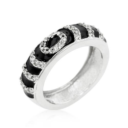 Black Ripple Ring for Women - Unique Wave Design Stainless Steel Fashion Jewelry - Perfect for Everyday Wear, Gift Giving & Special Occasions
