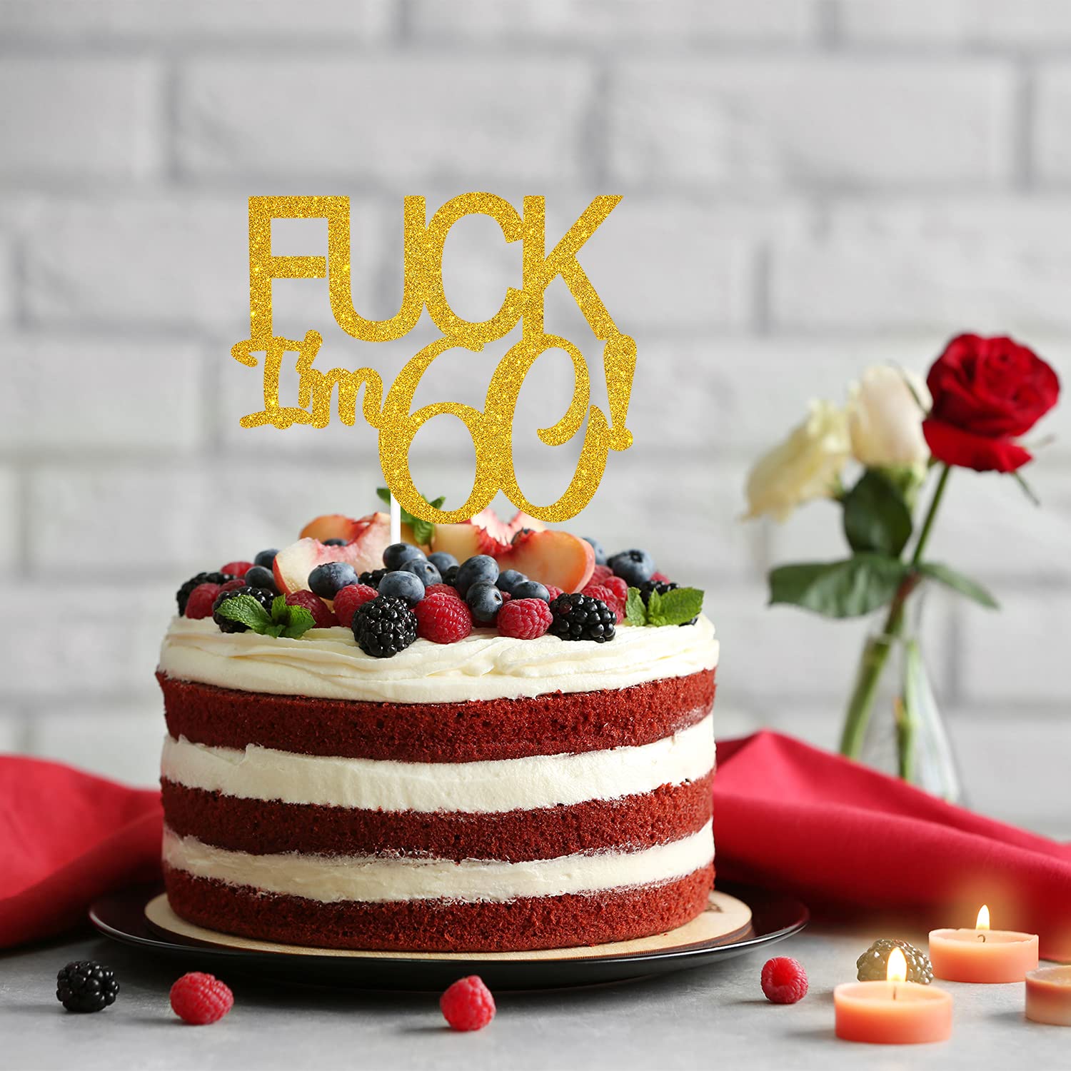 60th Birthday Cake Topper for Men - Gold Glitter Happy 60th Birthday Decorations - Cheers to 60 Years - Perfect for Retirement Parties & Milestone Celebrations