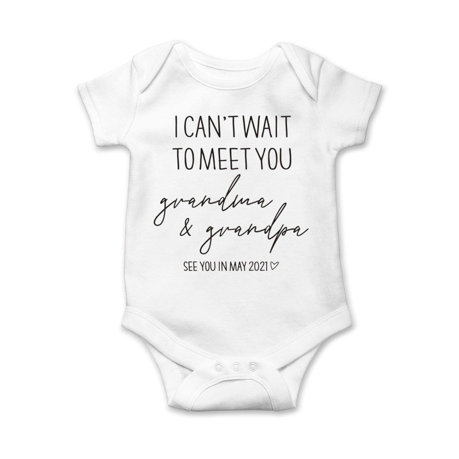 Personalized 'I Can't Wait To Meet You' Baby Onesie - Cute Grandma & Grandpa Gift for Newborns & Kids - Perfect Baby Shower & Gender Reveal Gift