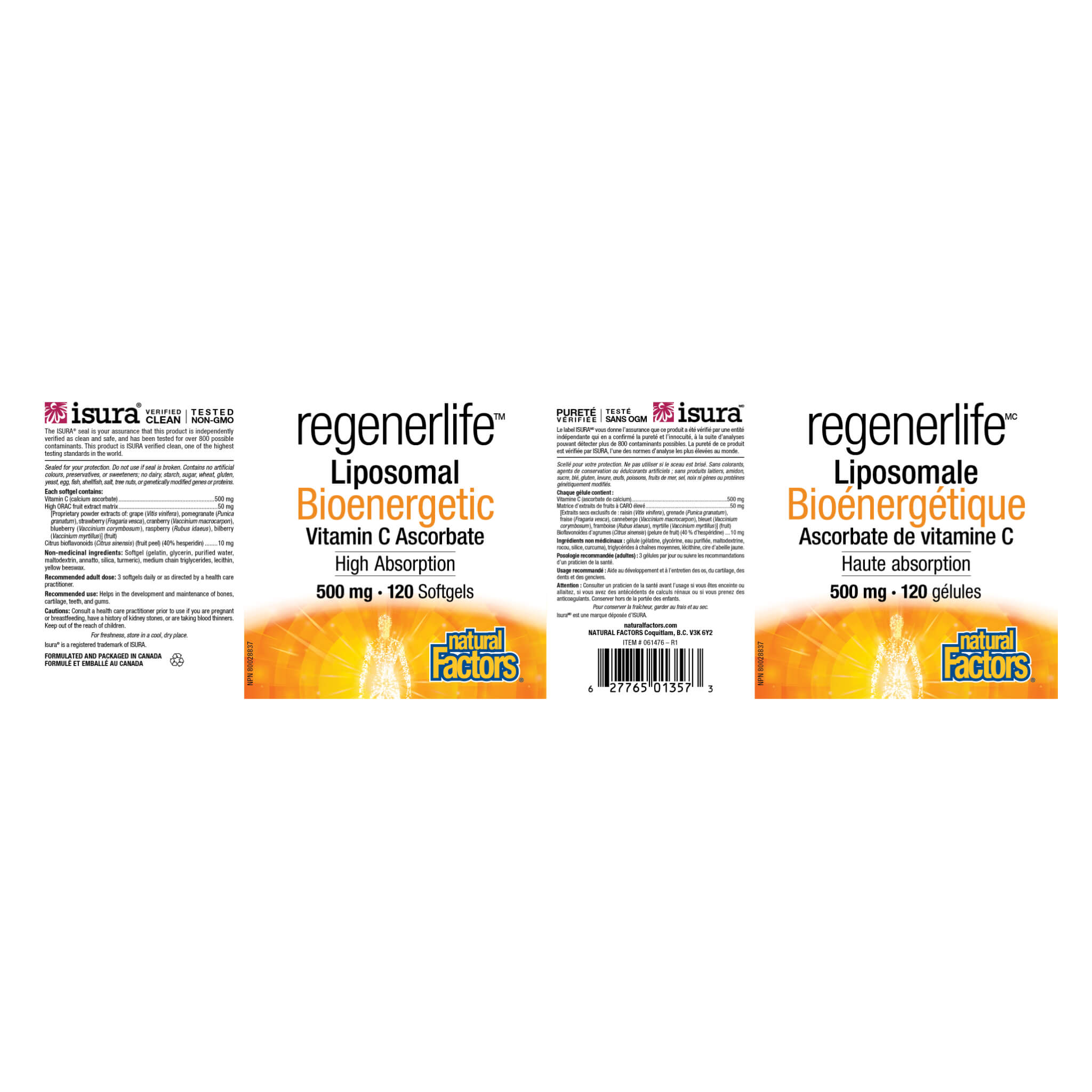RegenerLife Liposomal Vitamin C 500mg - Bioenergetic Ascorbate Supplement for Immune Support, Skin Health & Energy Boost - Perfect for Daily Wellness & Antioxidant Protection