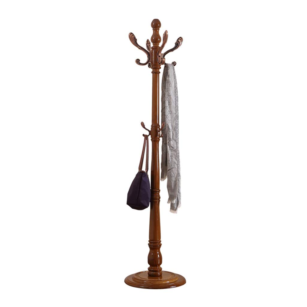 Brown Wooden Coat Rack Stand - Free Standing Entryway Hallway Organizer, 42 x 175cm Multifunctional Clothes Hanger for Bedroom, Living Room & Office - Perfect for Coats, Hats, Bags & Umbrellas