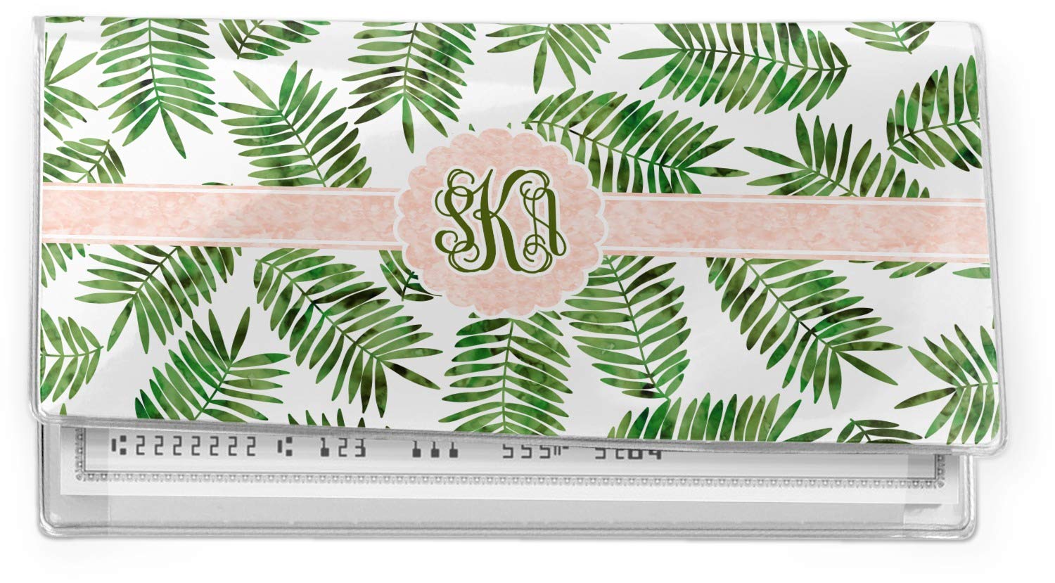 Personalized Tropical Leaves Vinyl Checkbook Cover - Custom Monogram Checkbook Holder for Women & Men - Perfect for Travel, Office & Everyday Use