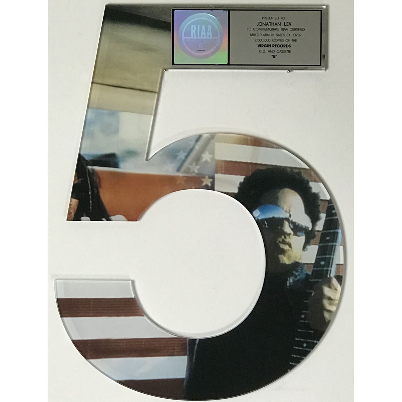 Lenny Kravitz 5 RIAA 2x Multi Platinum Album Award - Official Music Collectible for Display & Fan Gifts - Perfect for Home Decor, Music Studios & Memorabilia Collections