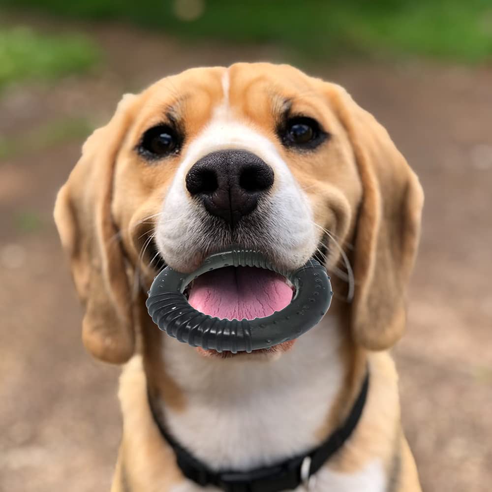 Durable Indestructible Dog Chew Toy for Aggressive Chewers - Interactive Puppy Training Toy for Anxiety Relief & Dental Health - Black Round Shape - Perfect for Boredom Busters, Teething Puppies & Stress Relief