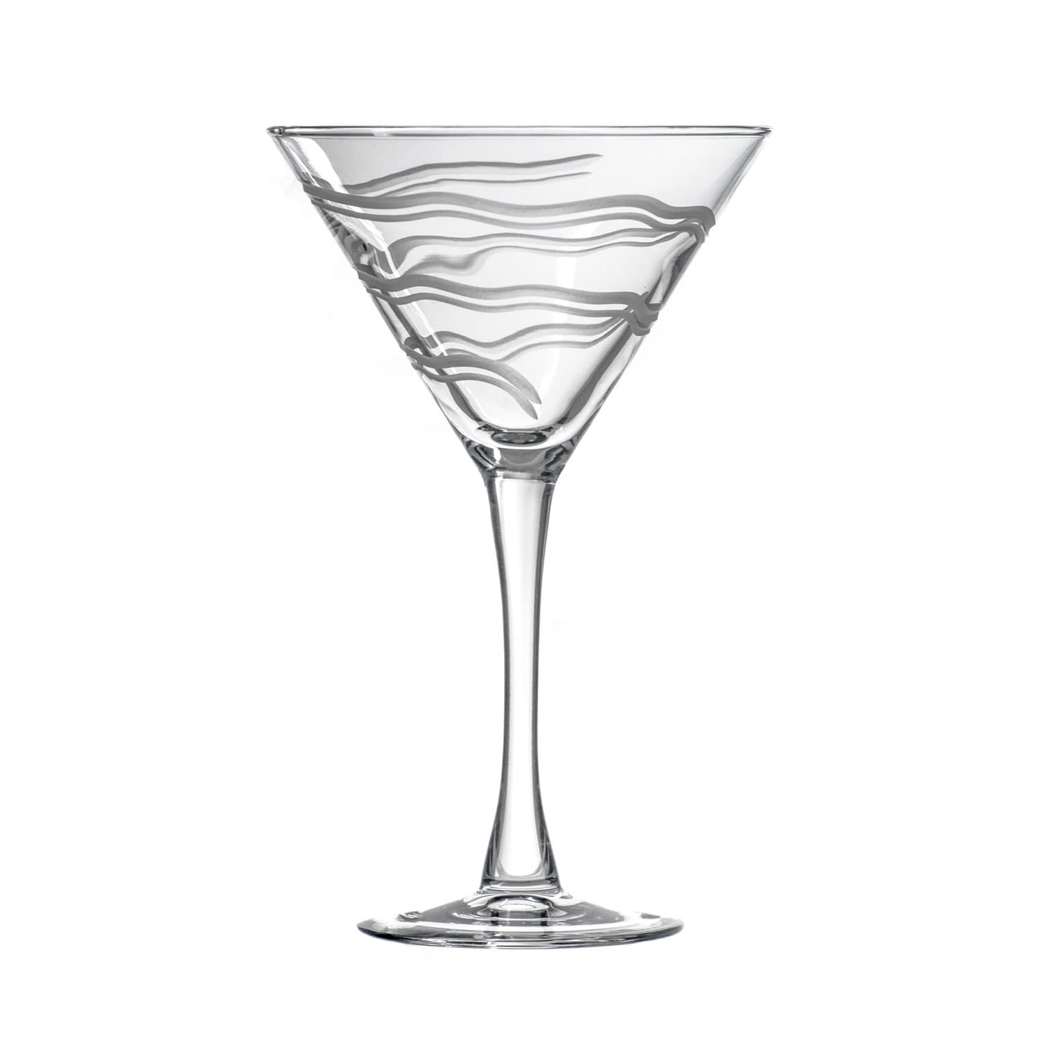 Rolf Glass Good Vibrations Martini Glass Set - 4 Premium Stemmed Cocktail Glasses | Lead-Free Crystal with Diamond-Wheel Engraving | Made in USA | Perfect for Parties, Weddings & Home Bar Decor
