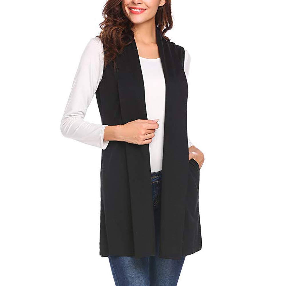 Women's Open Pocket Casual Draped Vest Coat - Sleeveless Cardigan Cape Shawl Lightweight Winter Jacket for Layering & Outdoor Wear