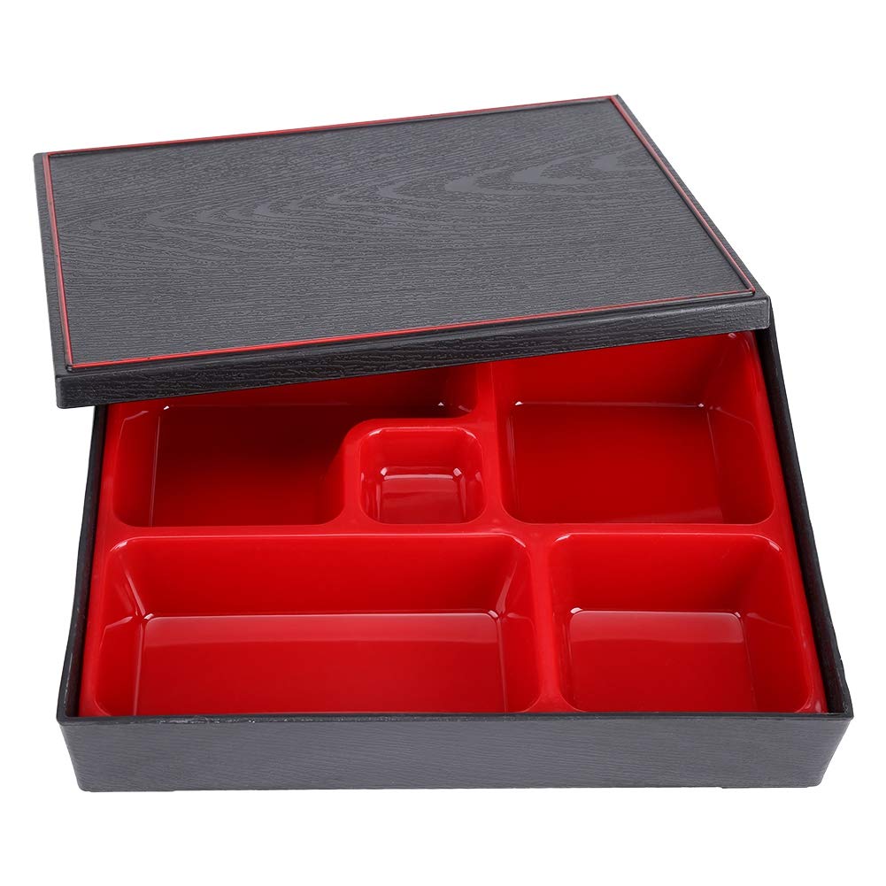 Japanese Bento Box - 5 Compartment Wooden Lunch Box for Office & Picnic