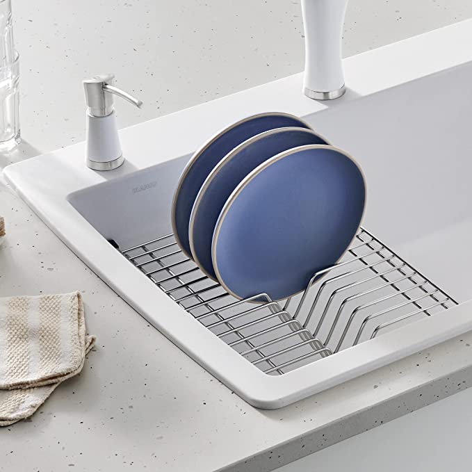 Stainless Steel Blanco Floating Dish Rack - Space Saving Kitchen Organizer for Drying Dishes, Cups & Utensils | Perfect for Small Kitchens, Apartments & RVs