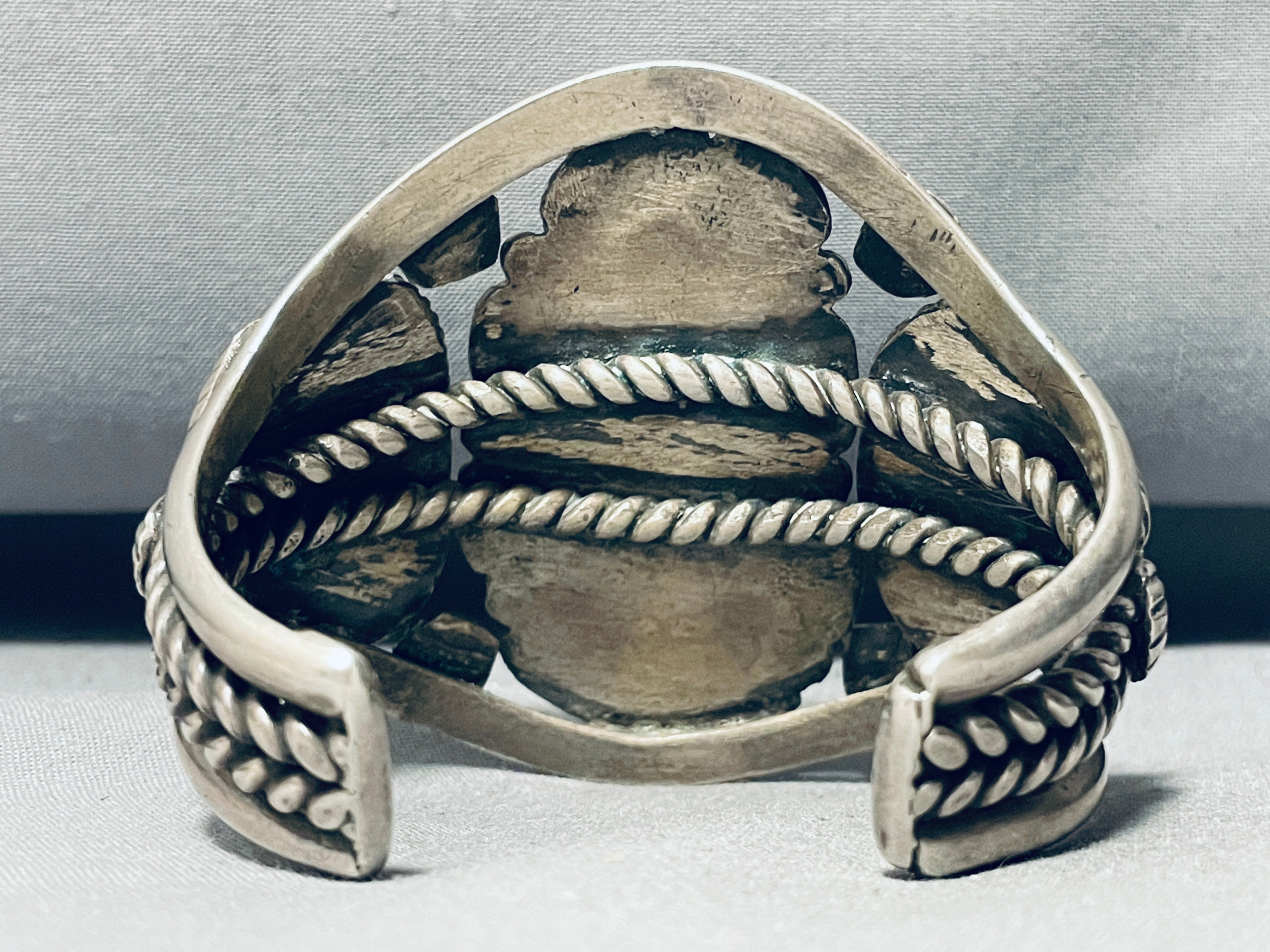 Authentic 110g Navajo Sterling Silver Turquoise Bracelet - Handmade Vintage Native American Jewelry for Women, Gift for Her, Boho Chic Accessory for Casual & Formal Wear