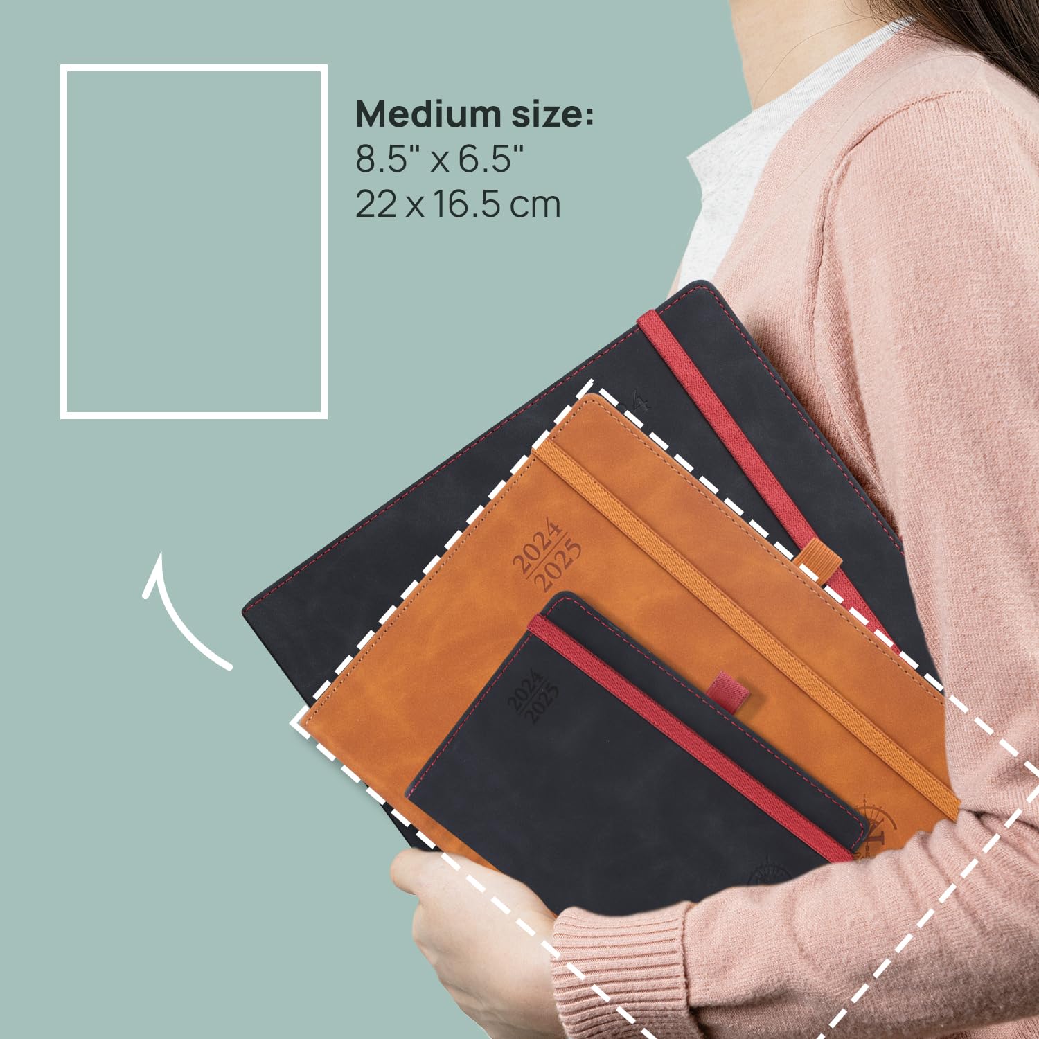 POPRUN 2024-2025 Academic Planner (6.5'' x 8.5'') - Weekly & Monthly Organizer with Leather Cover, Inner Pocket & Tabs | July 2024 - June 2025 Student Planner for Time Management, School, Work & Personal Goals | Perfect for College Students, Professionals & Productivity Enthusiasts