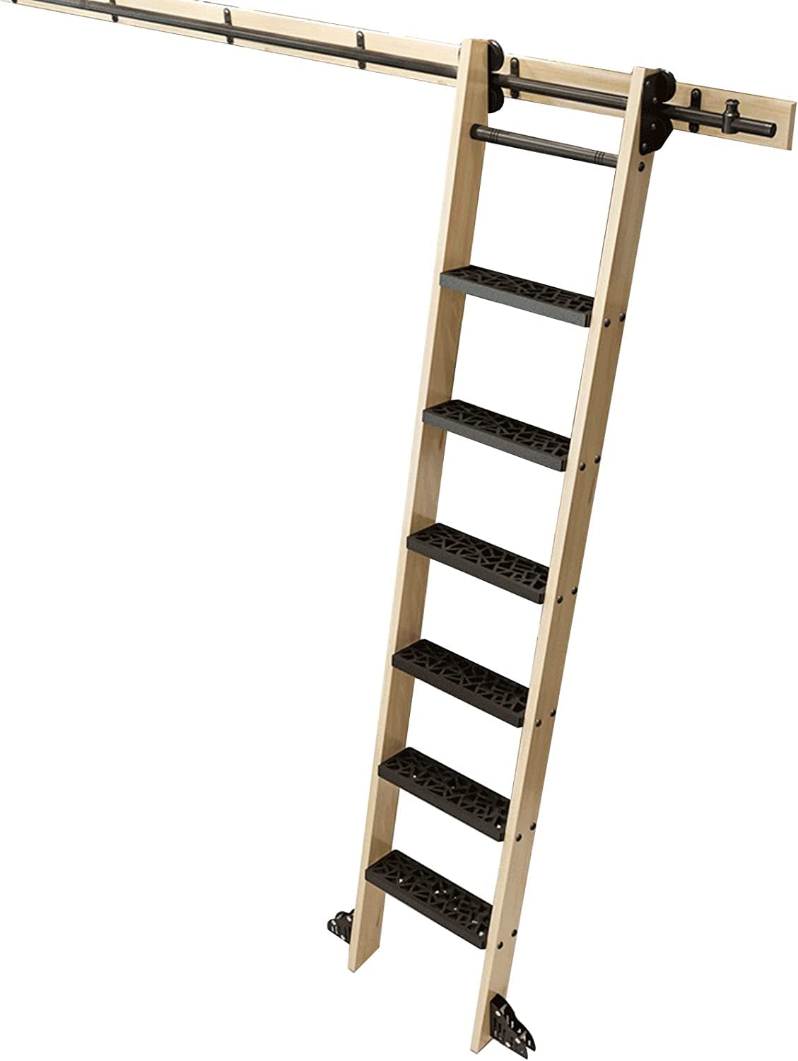 Sliding Barn Door Hardware Kit - Rolling Ladder Rail System for Library Bars, Closet Rods & Round Steel Tube Guides | Perfect for Home, Office & DIY Projects