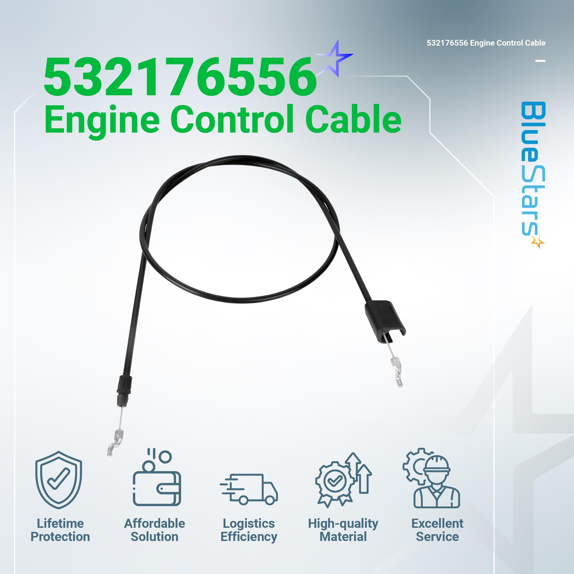 BlueStars 532176556 Engine Control Cable - Compatible with Craftsman, Murray, Troy-Bilt 21