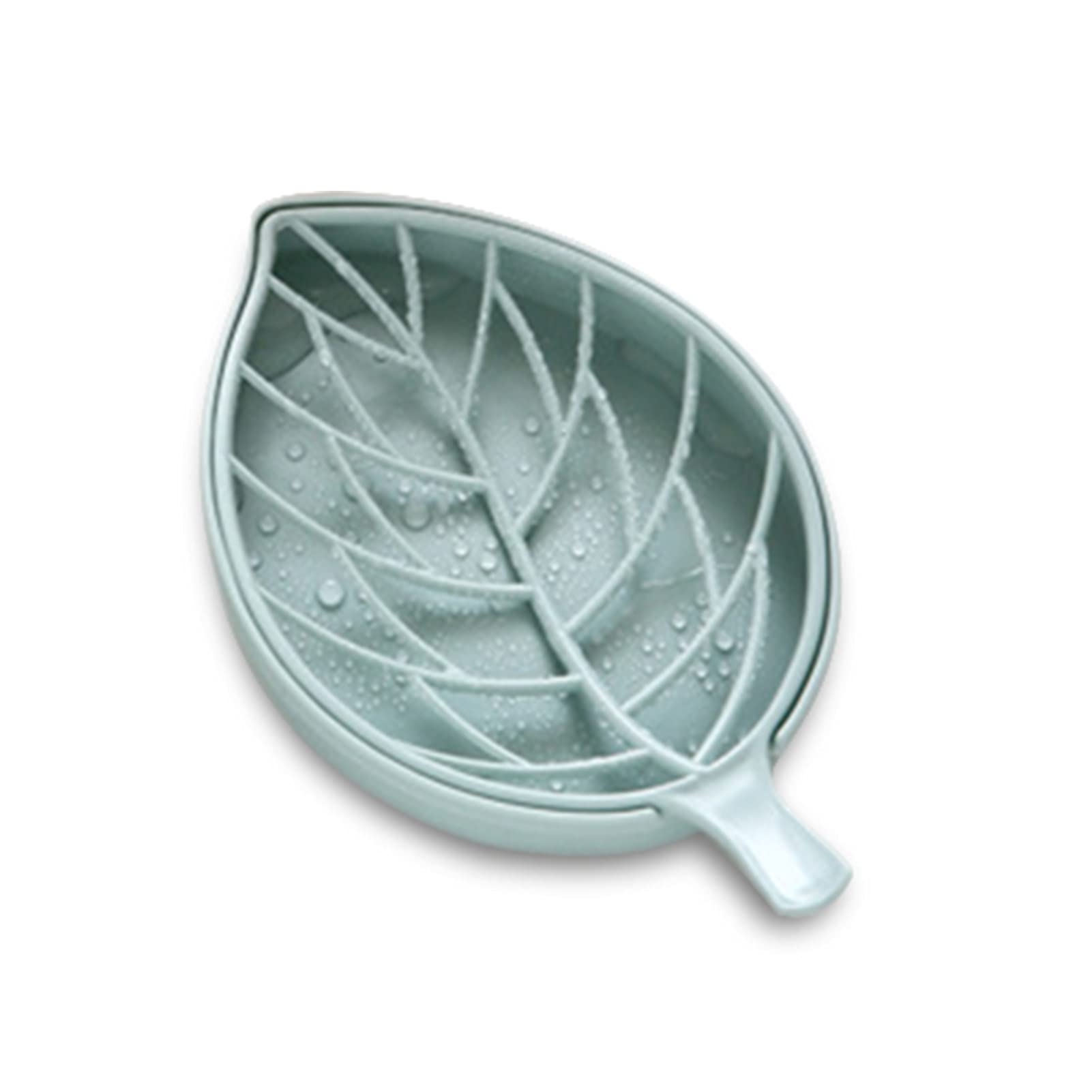 3-Piece Plastic Leaf-Shaped Soap Dish Set - Bathroom & Kitchen Countertop Soap Holder Tray for Bar Soap Storage - Perfect for Sink, Vanity, Shower, and Counter Organization