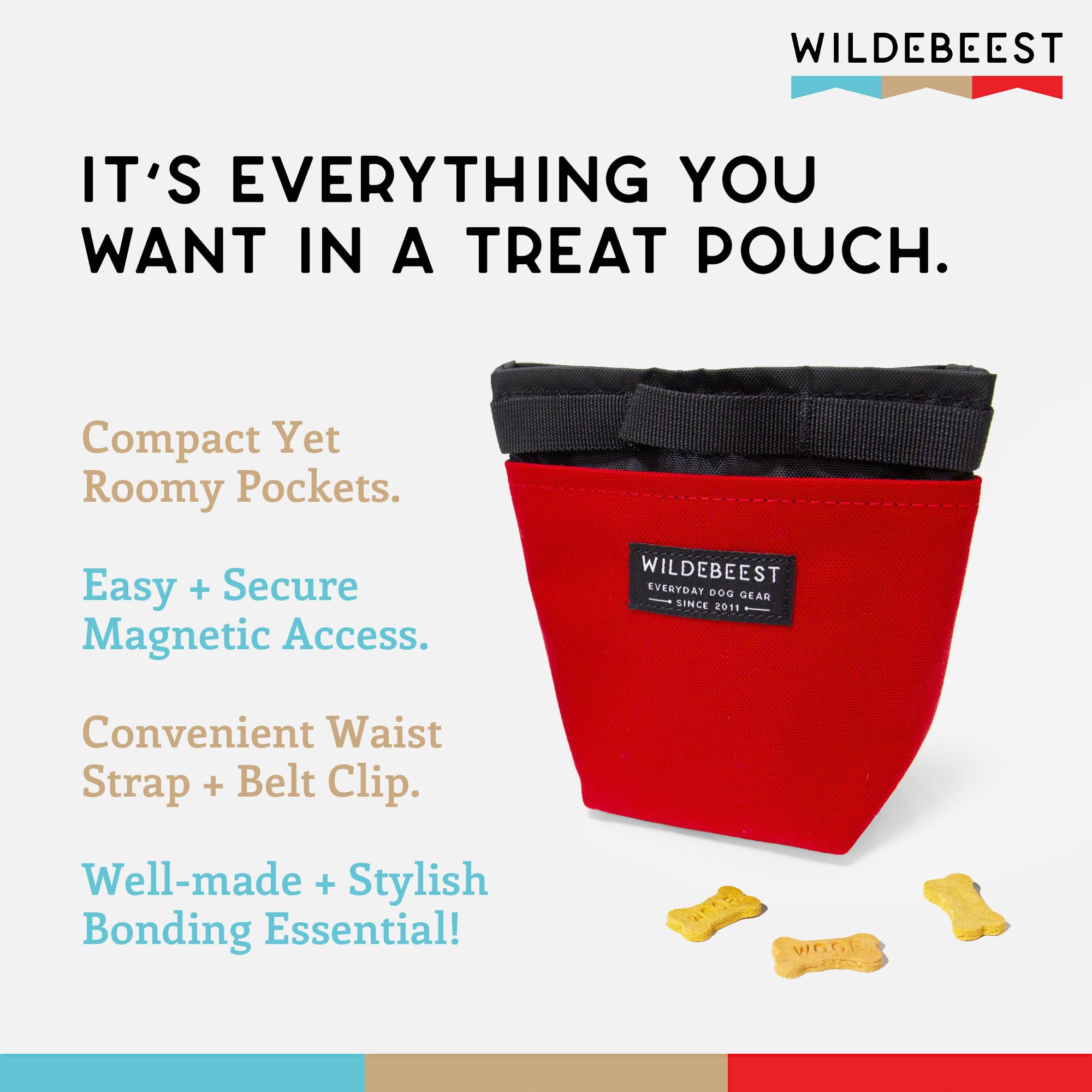 Premium Dog Treat Pouch for Training & Travel - Magnetic Closure, 2 Water-Resistant Compartments with Detachable Waist Strap & Belt Clip | Ideal for Outdoor Adventures, Walks, and Obedience Classes