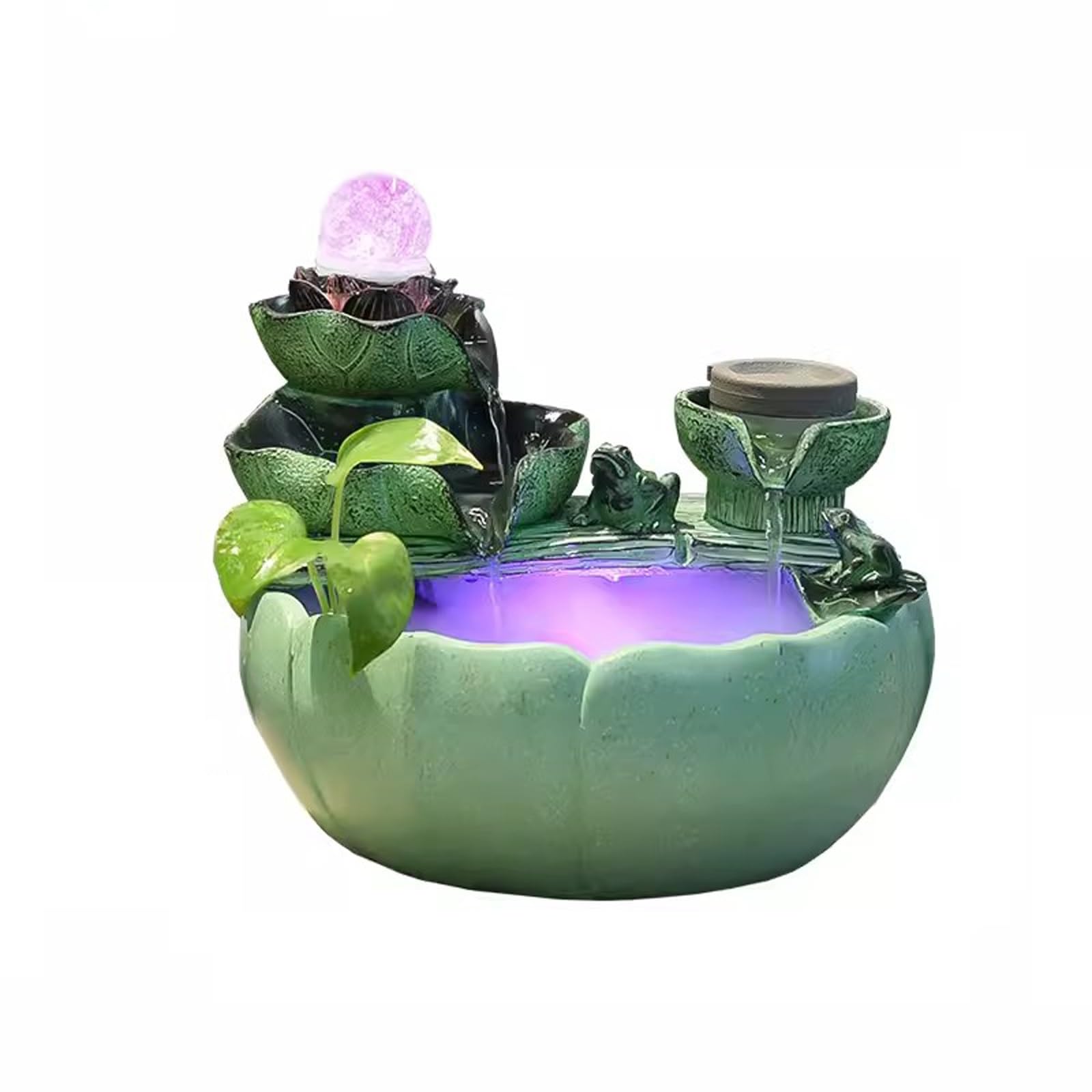 Zen Tabletop Fountain with Lotus & Rockery Design - Large Circular Indoor Water Feature for Living Room, Office, or Meditation Space - Soothing Flowing Water Decor for Relaxation & Stress Relief