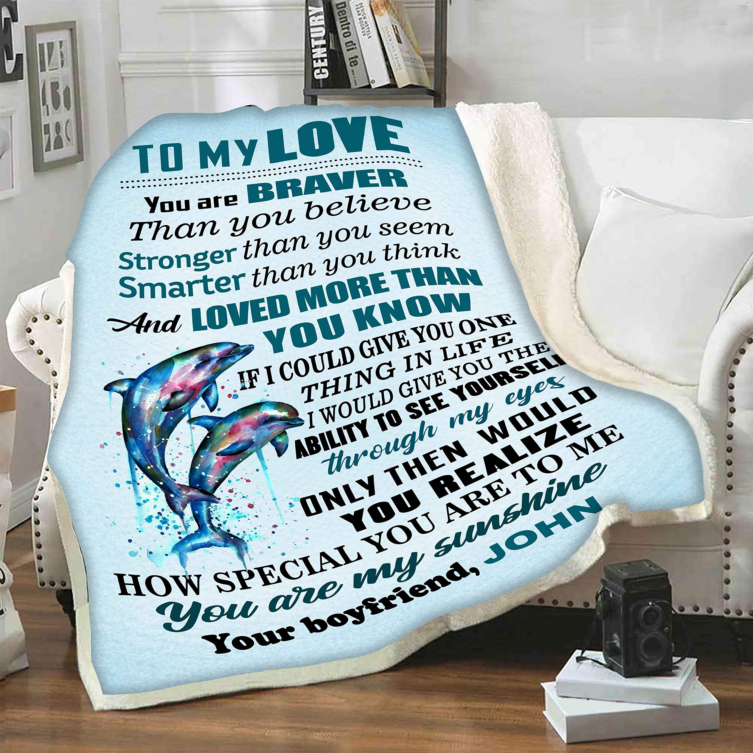 Premium Custom Fleece Blanket for Couples - Personalized with Quotes & Beautiful Prints - Valentine's Day, Birthday Gift for Him/Her - Ultra Soft & Cozy Throw Blanket for Cuddling, Movie Nights & Home Decor