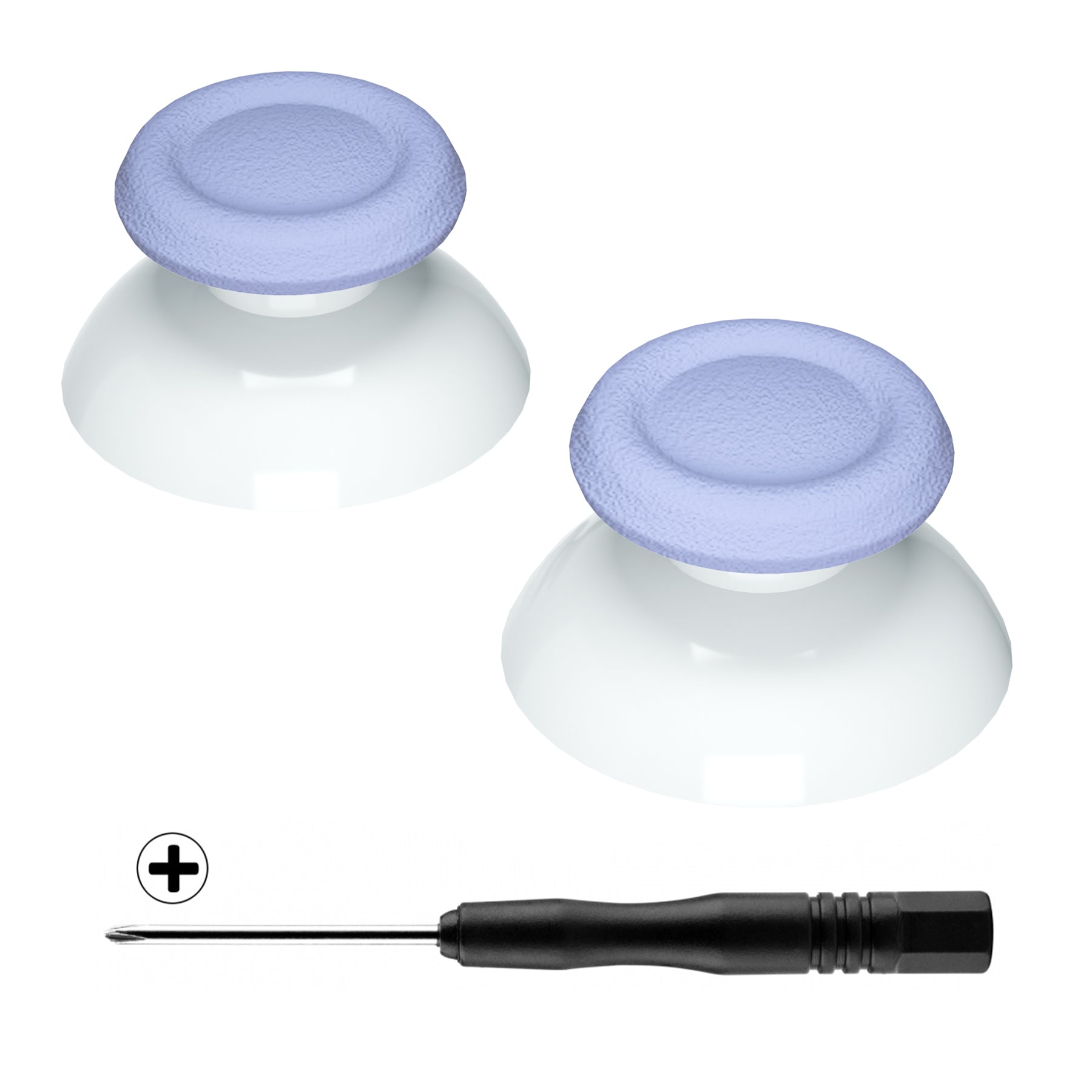 eXtremeRate Light Violet & White Dual Color Replacement 3D Joystick Thumbsticks for PS4 Slim/Pro Controller - Includes Phillips Screwdriver - Enhanced Grip & Precision for Gaming - Perfect for FPS, Racing & Action Games (Model P4J0132)
