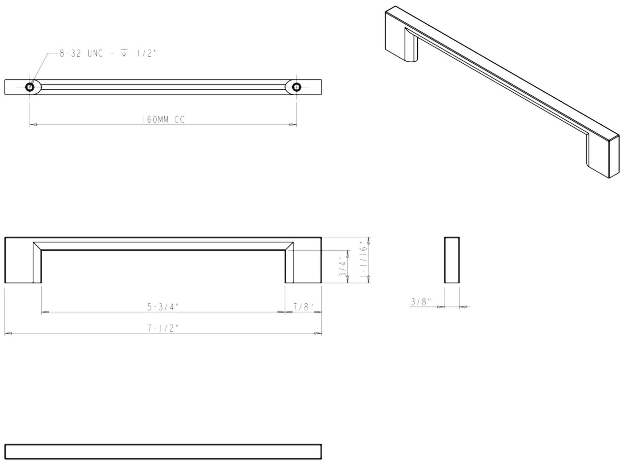 Sleek Bronze Cabinet Handles - 6-5/16